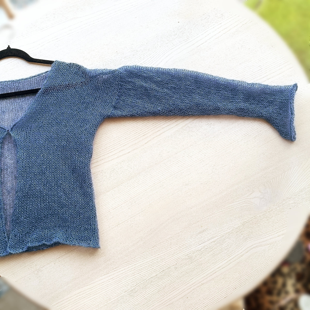 Storm Blue Cardigan : Mohair Silk, Lightweight Knit