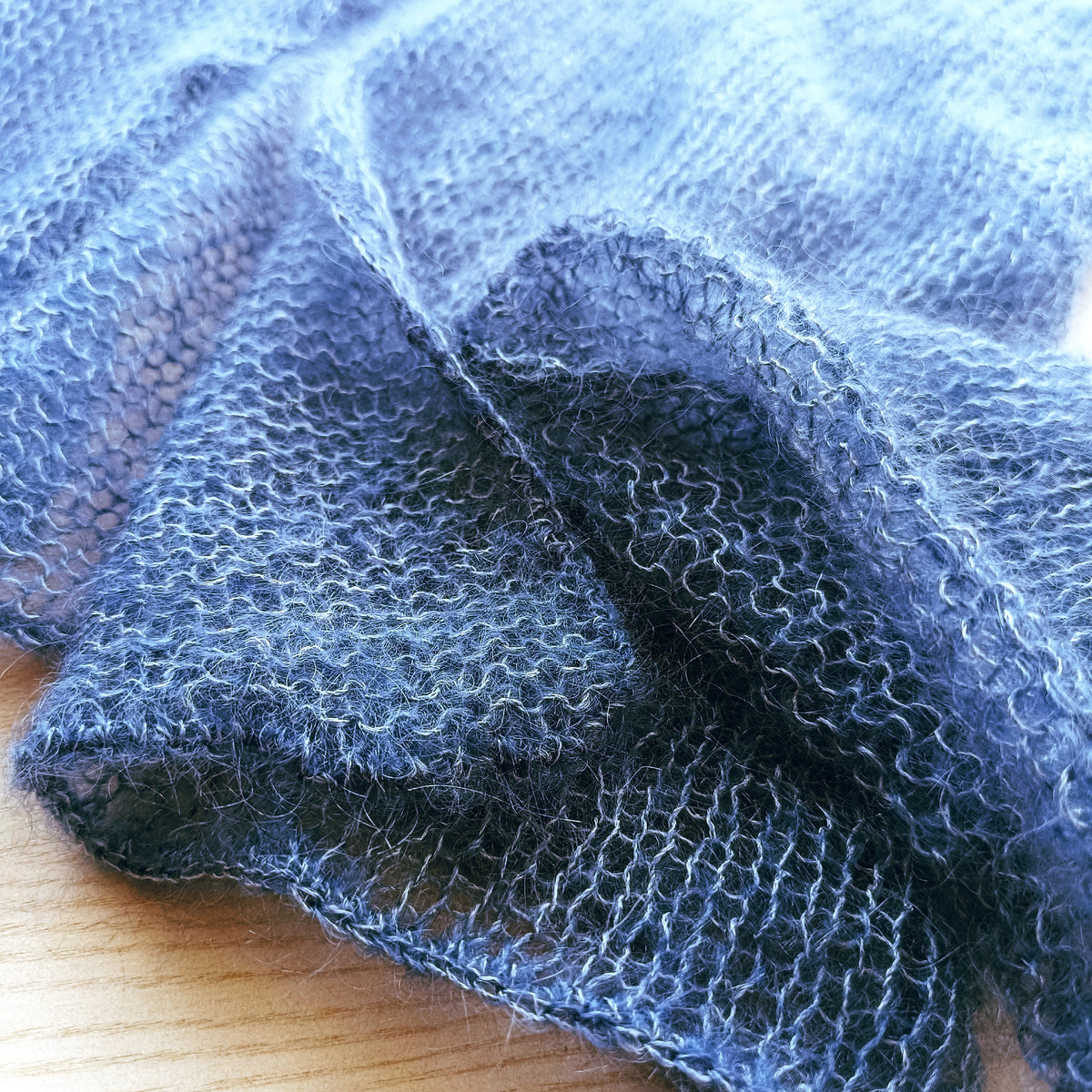Storm Blue Cardigan : Mohair Silk, Lightweight Knit