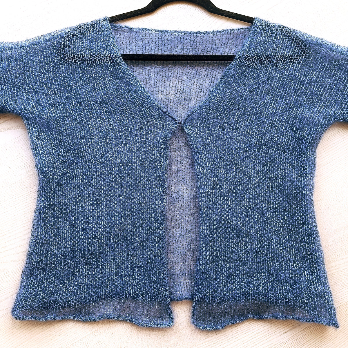 Storm Blue Cardigan : Mohair Silk, Lightweight Knit
