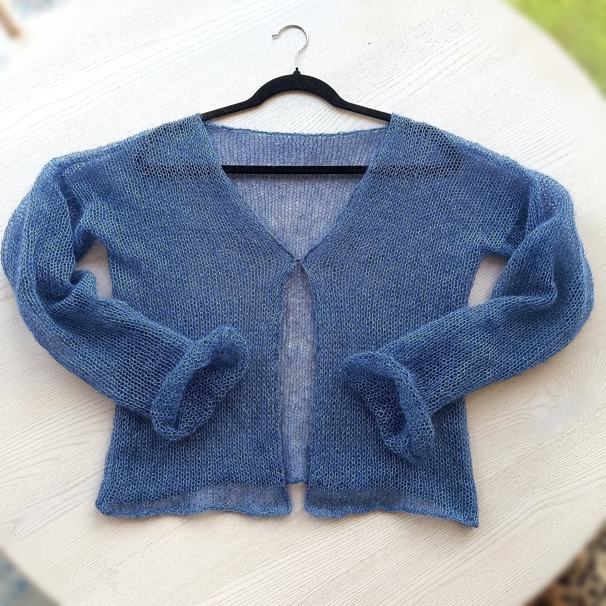 Storm Blue Cardigan : Mohair Silk, Lightweight Knit