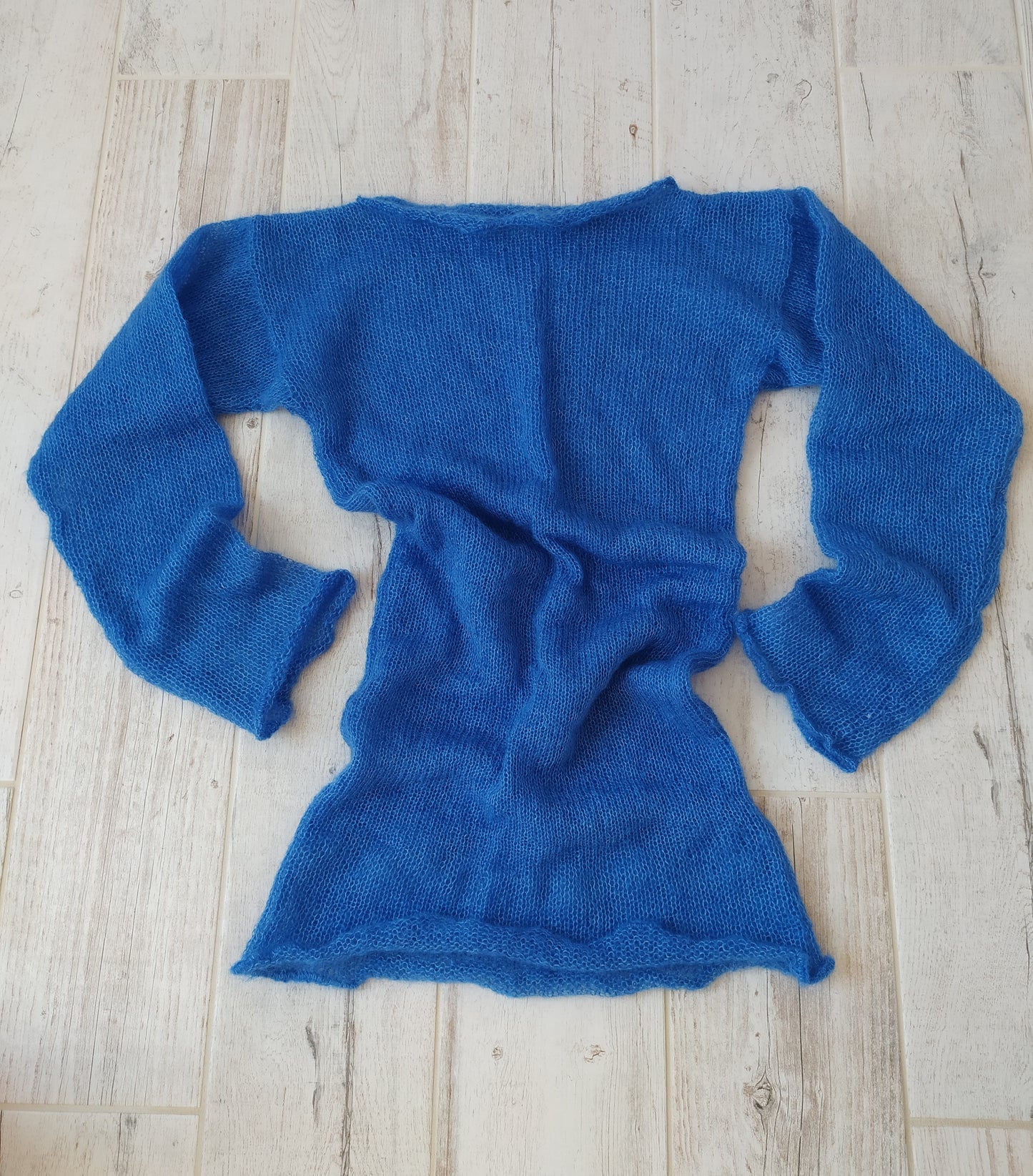 Blue Mohair&Silk Sweater M size Lightweight For All Seasons Soft Non-itchy Warm For all Occasions
