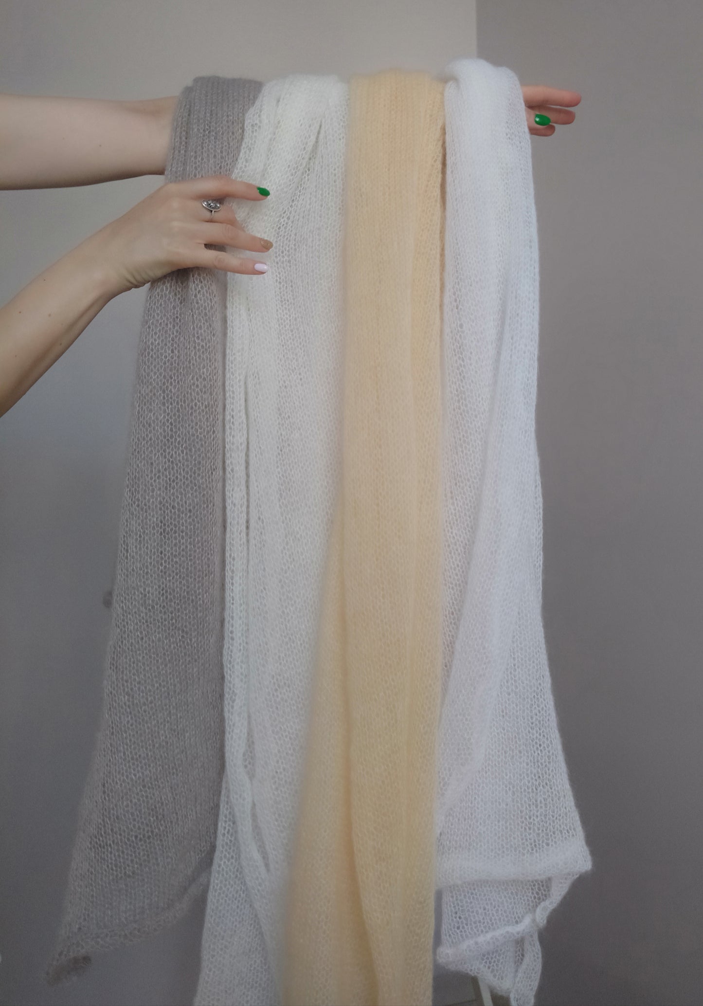 Mohair and SILK Light Peach Color Lightweight Transparent NON-ITCHY Shawl Wrap