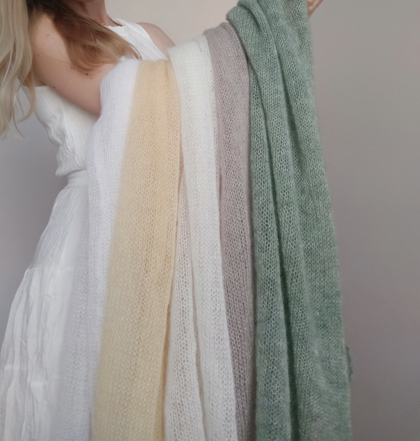 Mohair and SILK Light Peach Color Lightweight Transparent NON-ITCHY Shawl Wrap