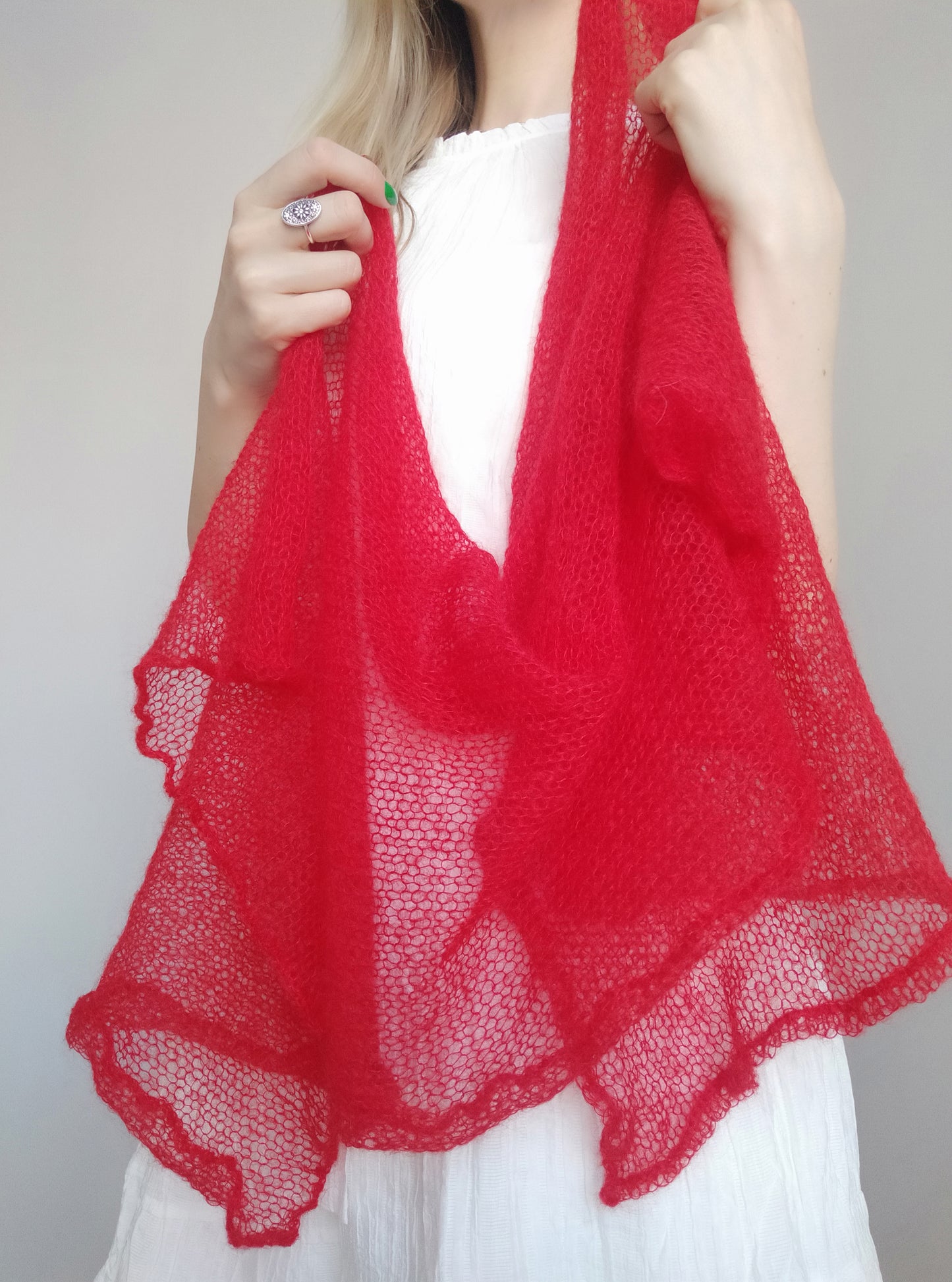 Red Mohair Shawl/Wrap