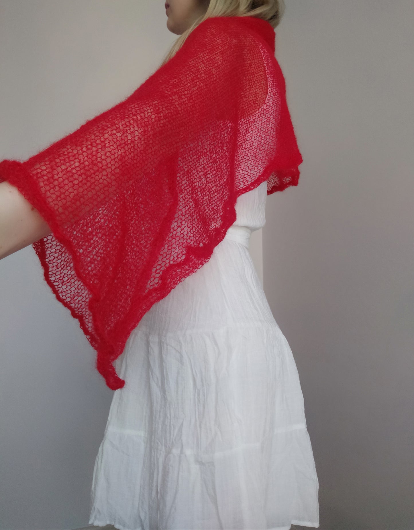 Red Mohair Shawl/Wrap