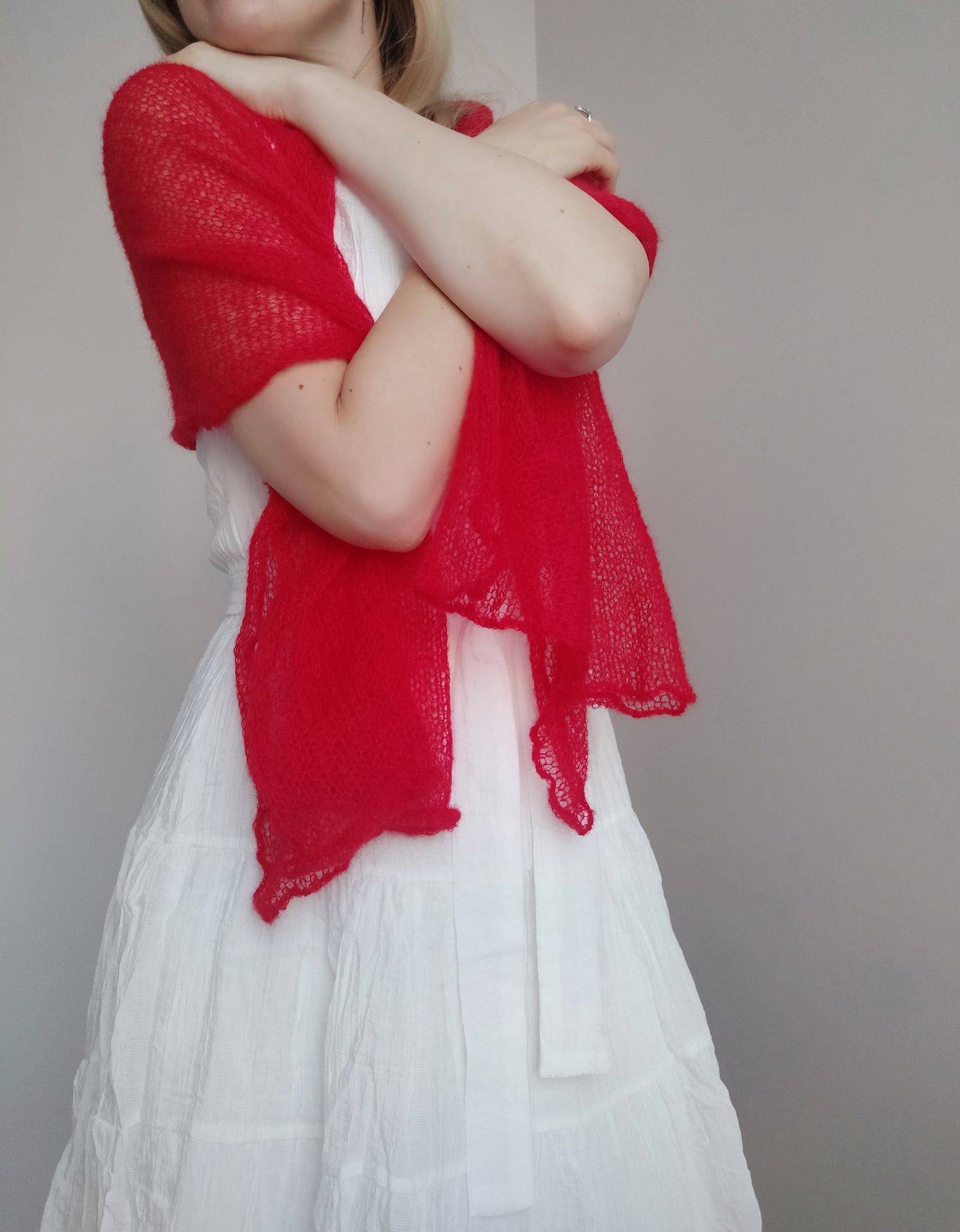 Red Mohair Shawl/Wrap