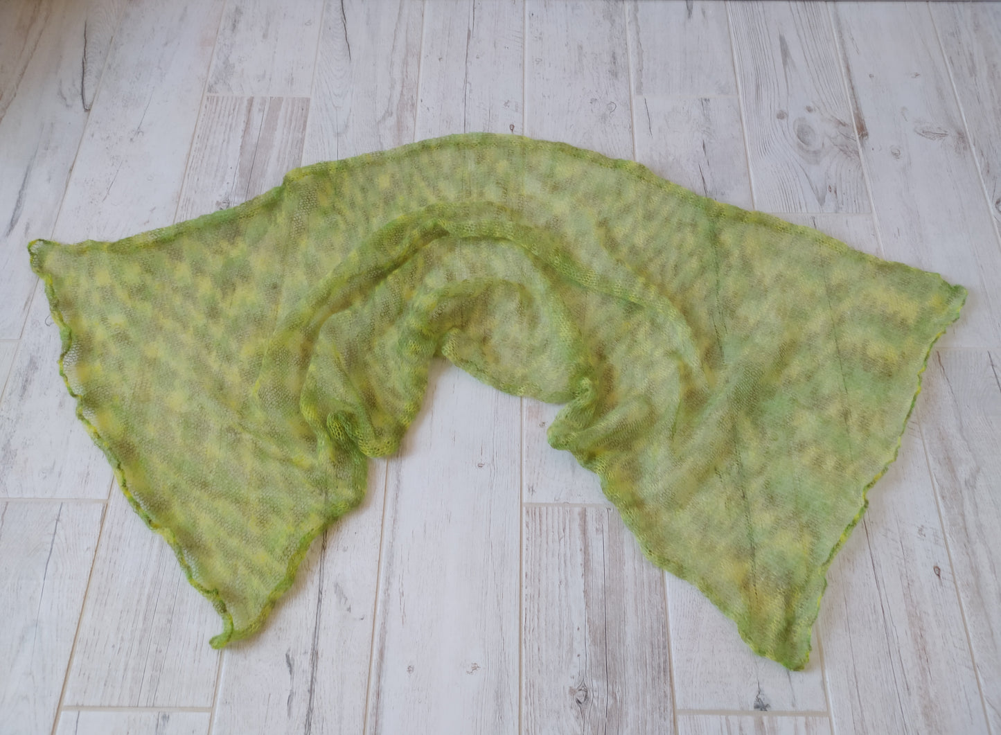 Lime Green Mohair Shawl: Lightweight Elegant Knit Scarf