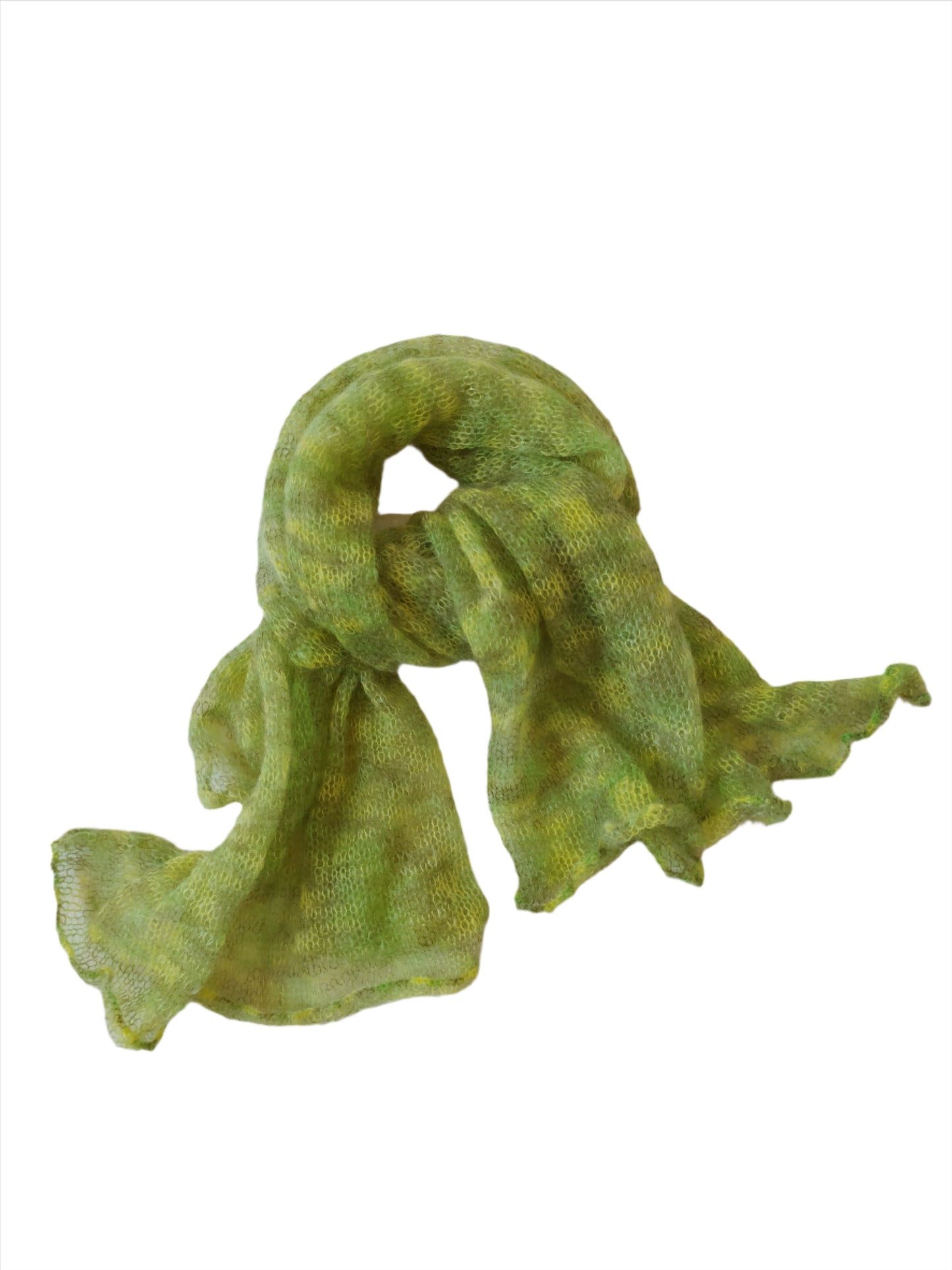 Lime Green Mohair Shawl: Lightweight Elegant Knit Scarf