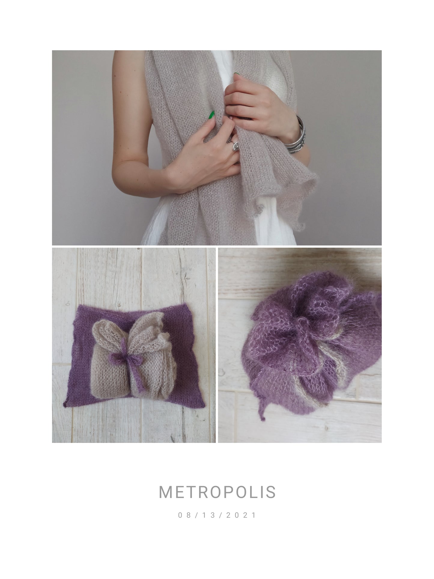 Light Beige Mohair&Silk Shawl/Wrap