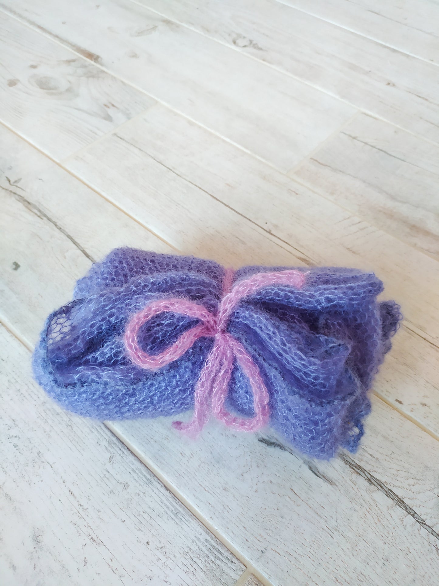 Large Shawl Soft Wrap Lavender Purple Mohair and Silk High Quality Yarn