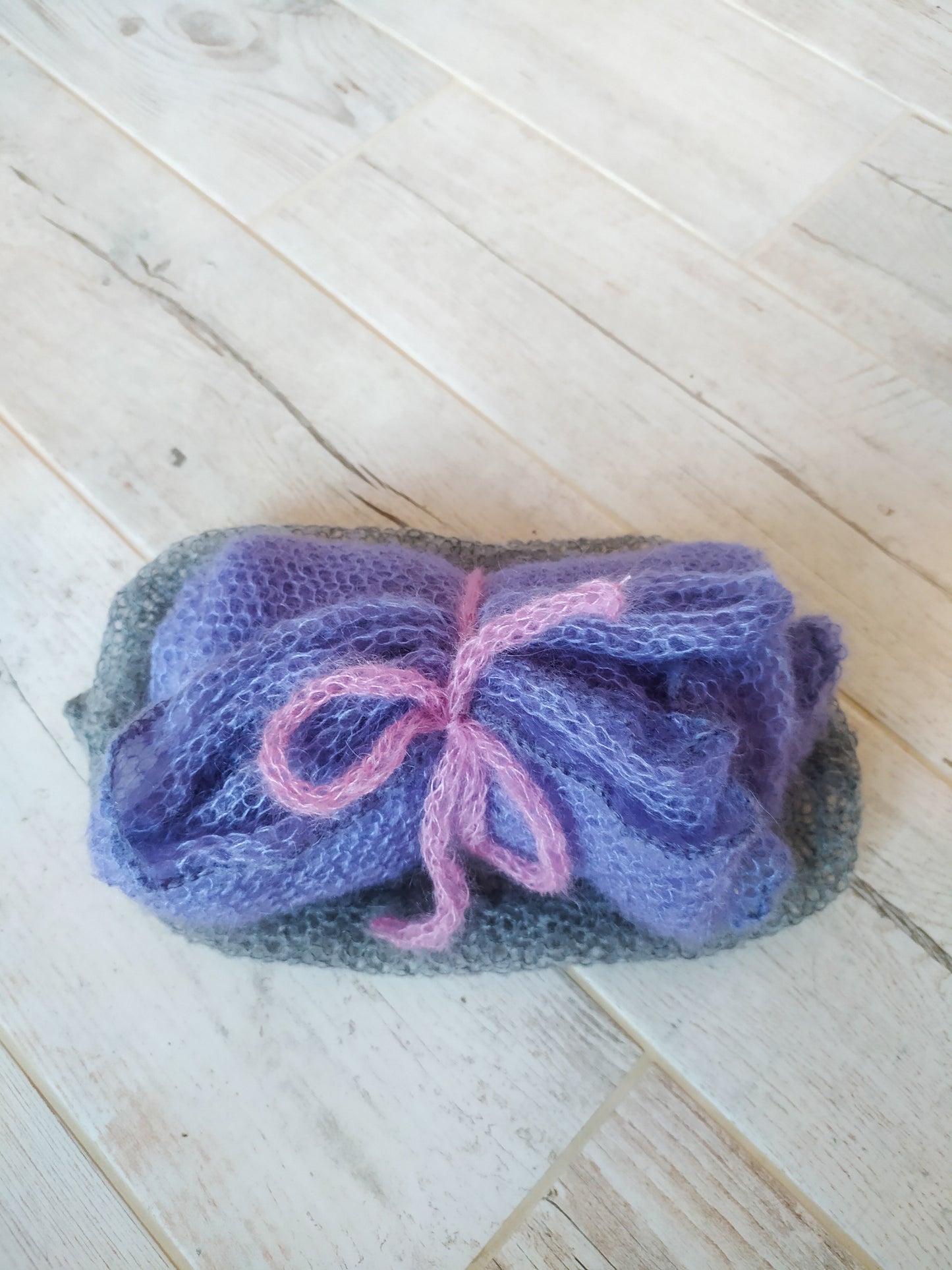 Large Shawl Soft Wrap Lavender Purple Mohair and Silk High Quality Yarn