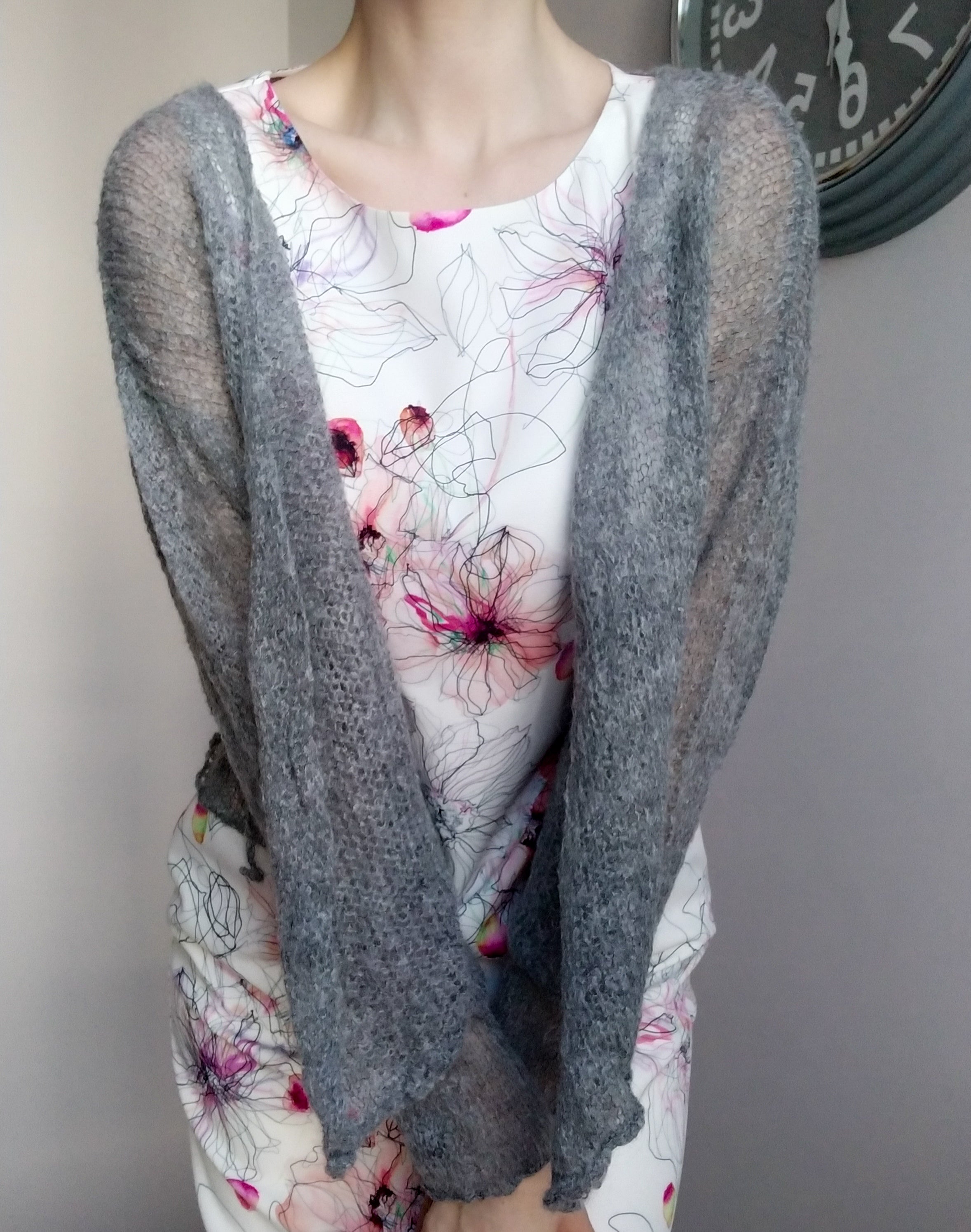 Exceptionally Soft Mohair Cardigan Non Itchy Warm and Lightweight Gray Unique Design