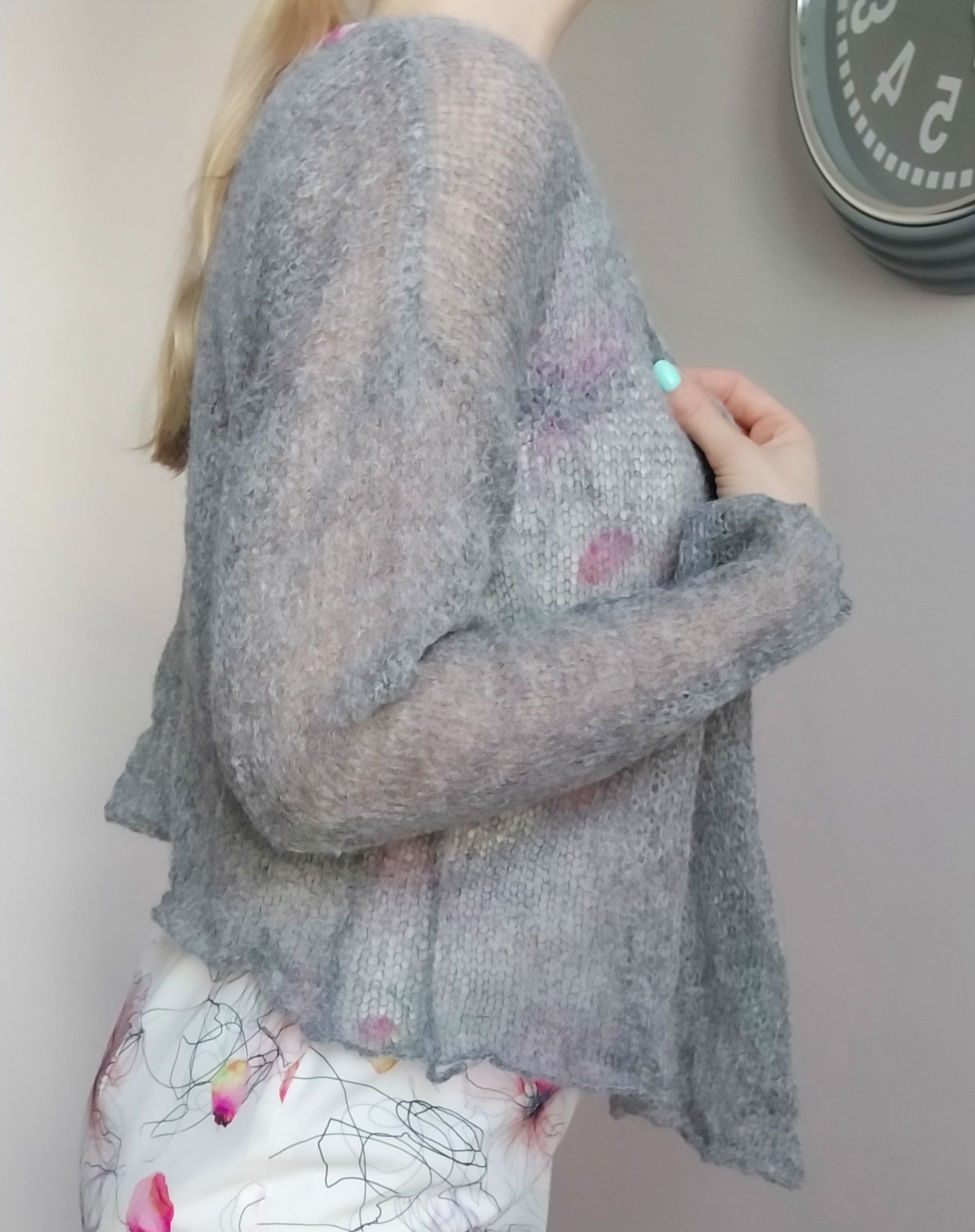 Exceptionally Soft Mohair Cardigan Non Itchy Warm and Lightweight Gray Unique Design