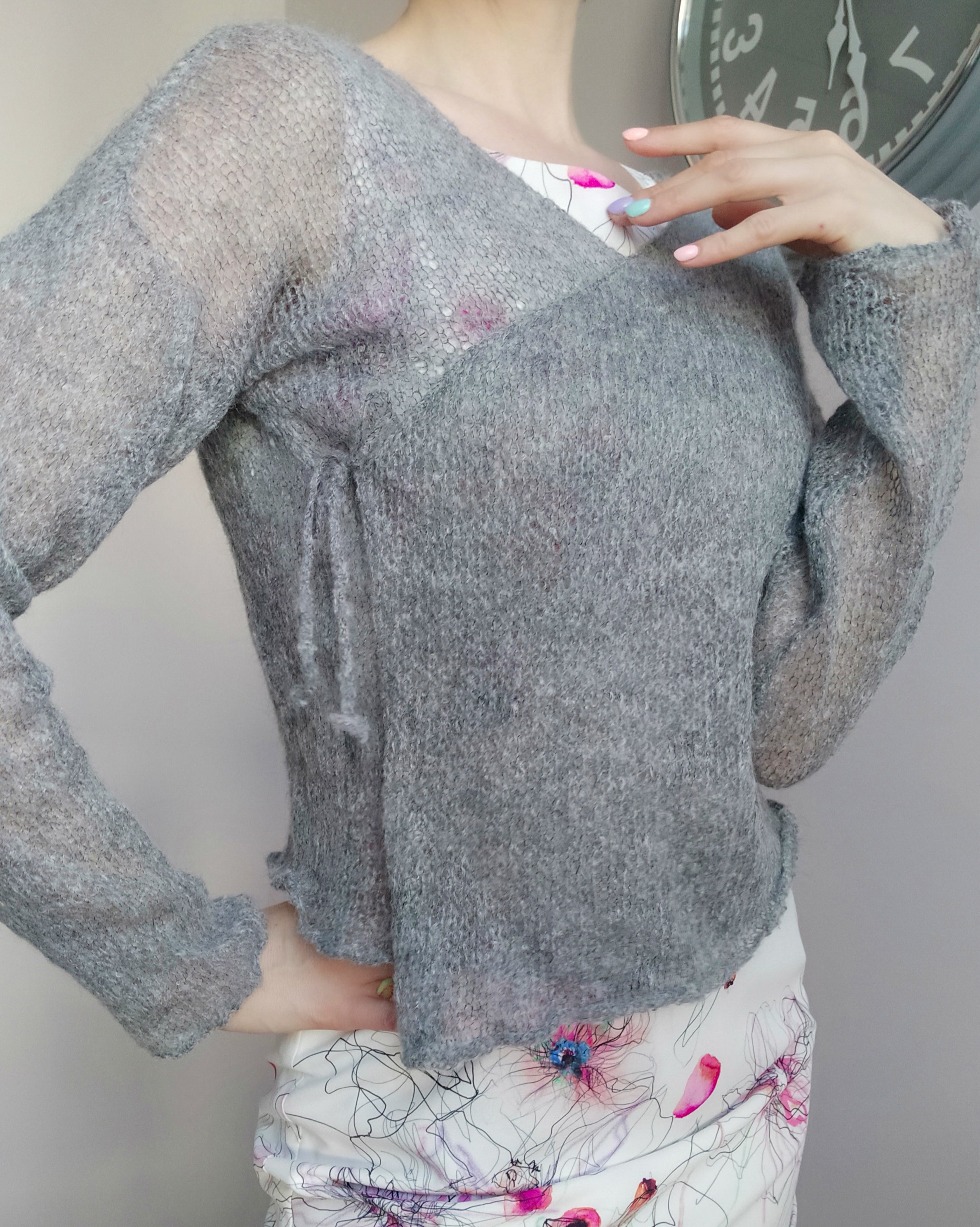Exceptionally Soft Mohair Cardigan Non Itchy Warm and Lightweight Gray Unique Design