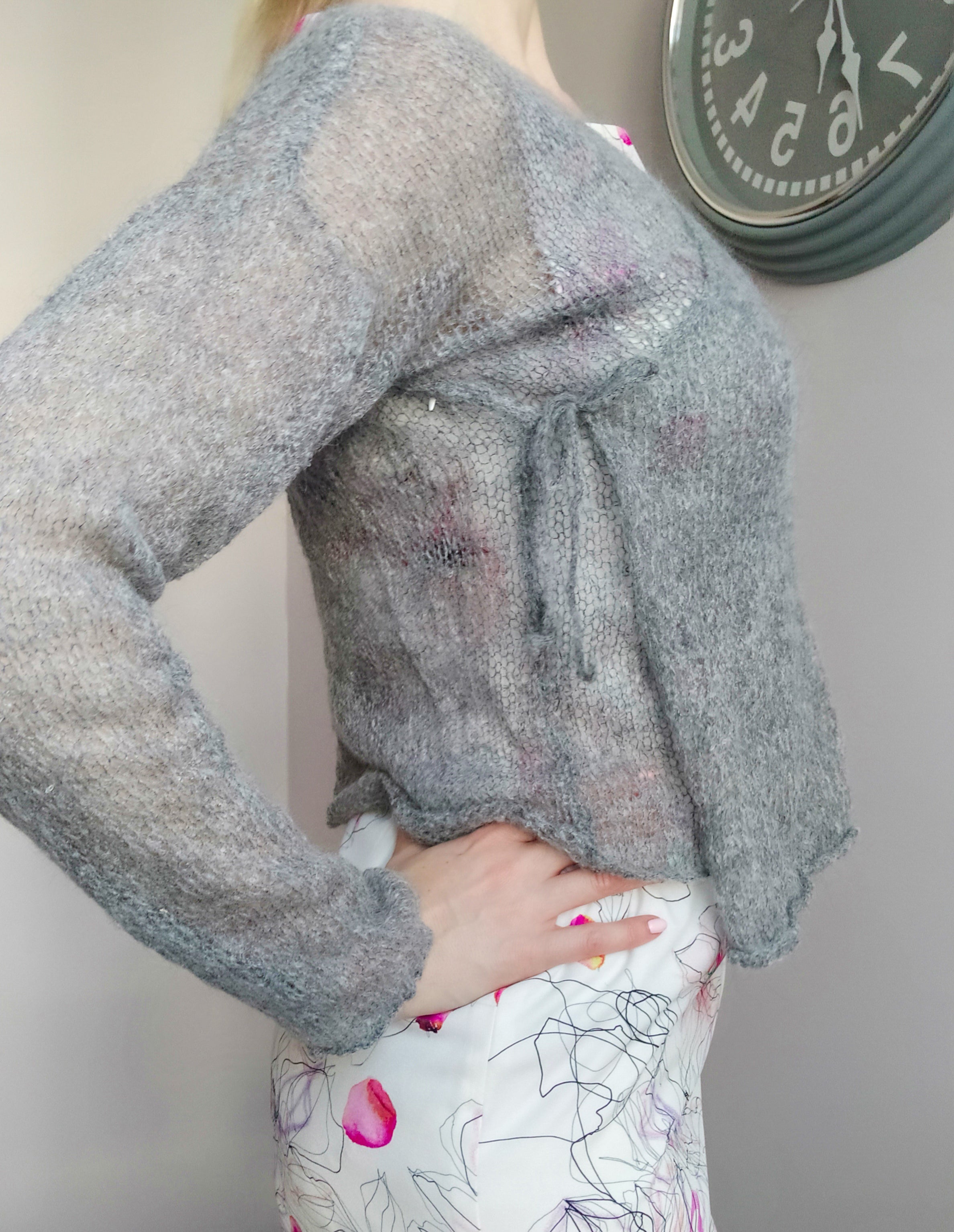 Exceptionally Soft Mohair Cardigan Non Itchy Warm and Lightweight Gray Unique Design