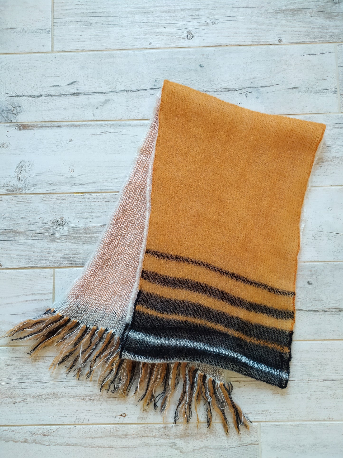 Stylish Colorful Warm Scarf Long Soft Fringe Orange White Black Mohair and Silk High Quality Yarn