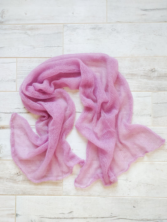 Large Shawl Soft Wrap Dusty Rose Mohair Warm Scarf