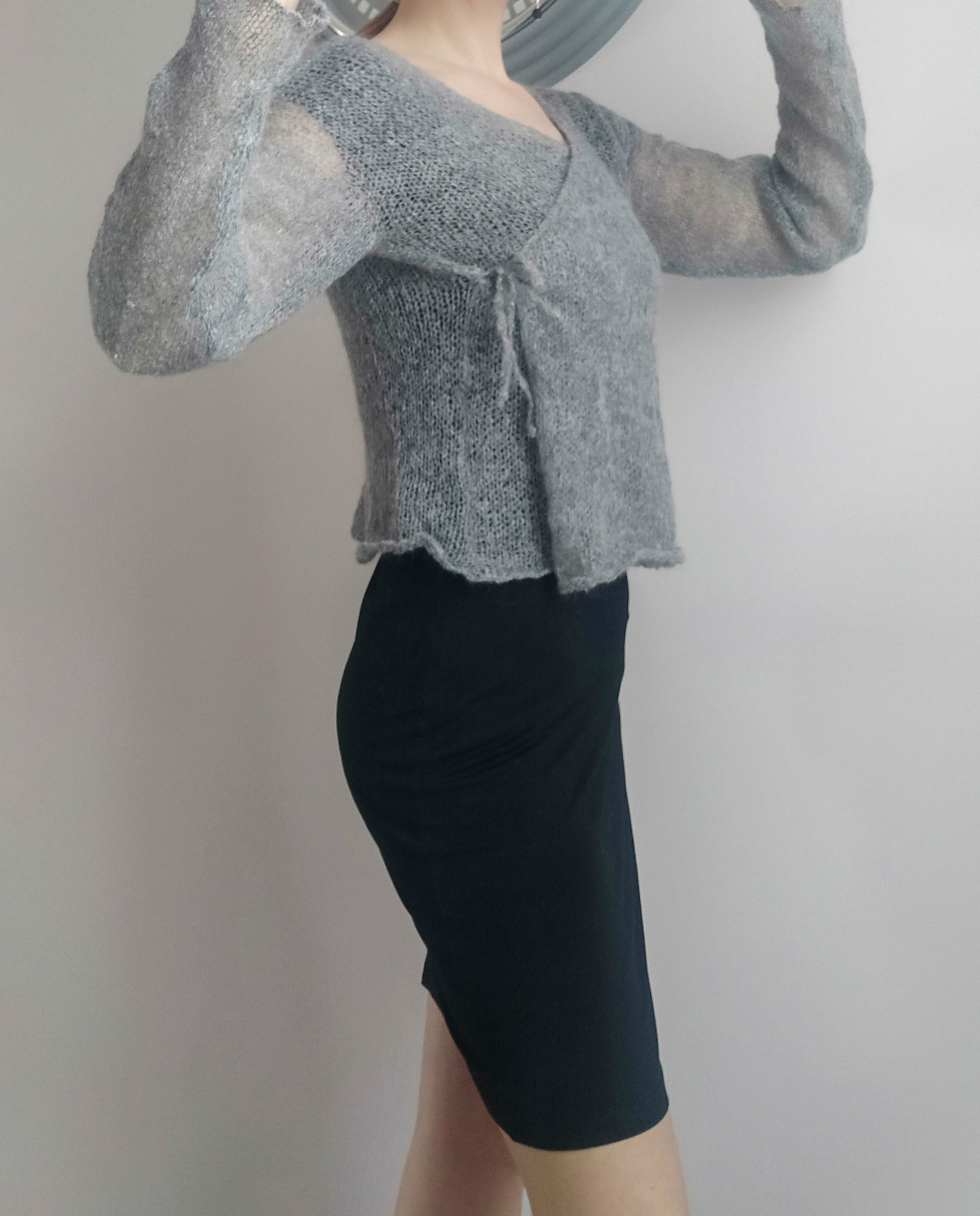 Exceptionally Soft Mohair Cardigan Non Itchy Warm and Lightweight Gray Unique Design