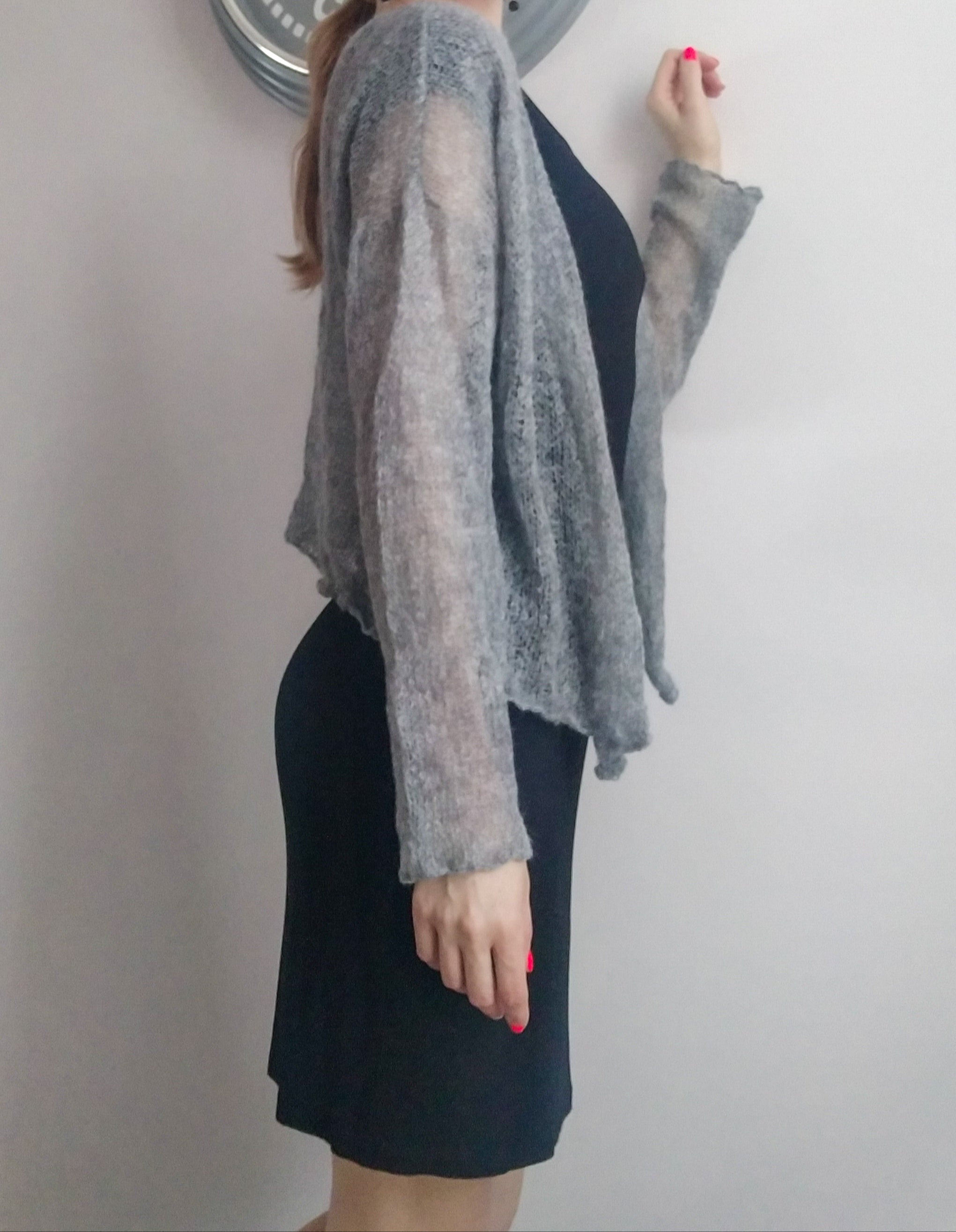 Exceptionally Soft Mohair Cardigan Non Itchy Warm and Lightweight Gray Unique Design