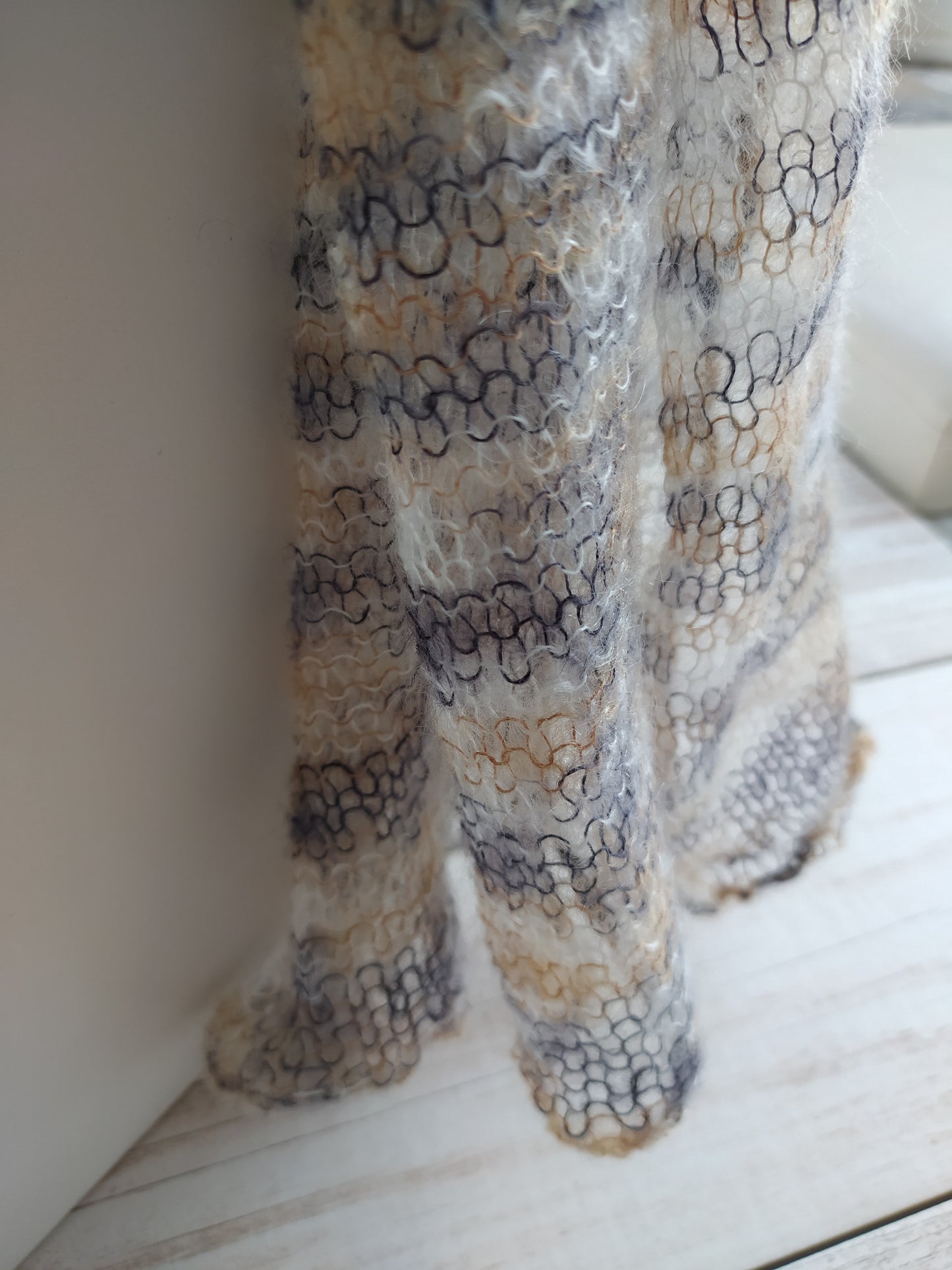 Sand & Grey Mohair NON-ITCHY Shawl-Wrap Transparent Light-weight