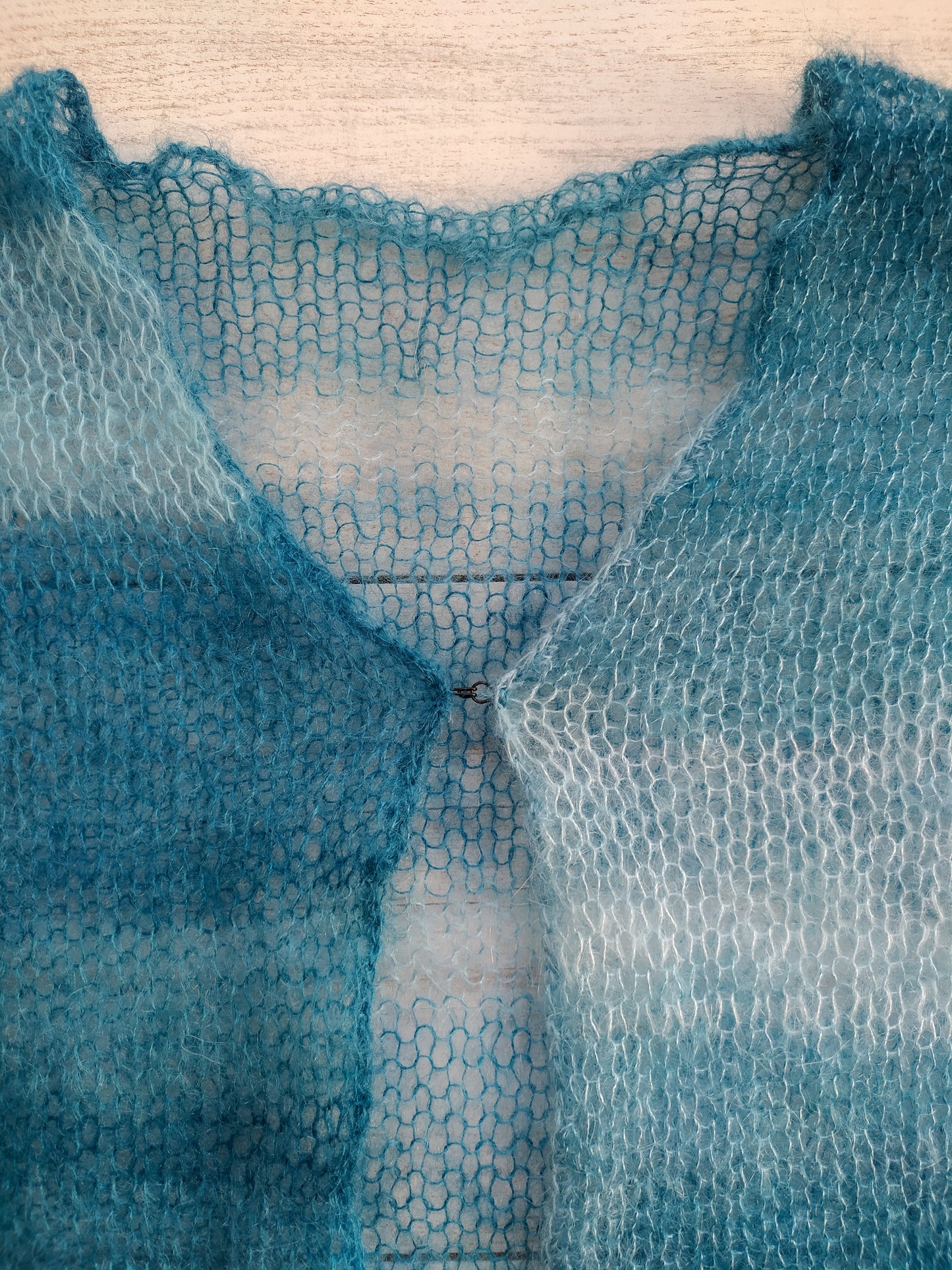 Transparent Lightweight Soft Mohair and Silk Cardigan: Hook-and-eye closure, XS-S-M size