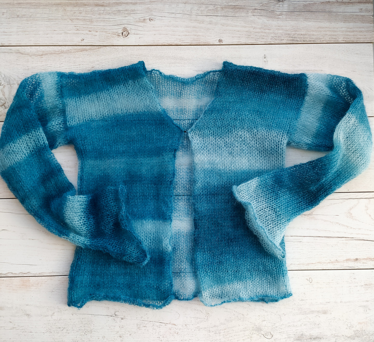 Transparent Lightweight Soft Mohair and Silk Cardigan: Hook-and-eye closure, XS-S-M size