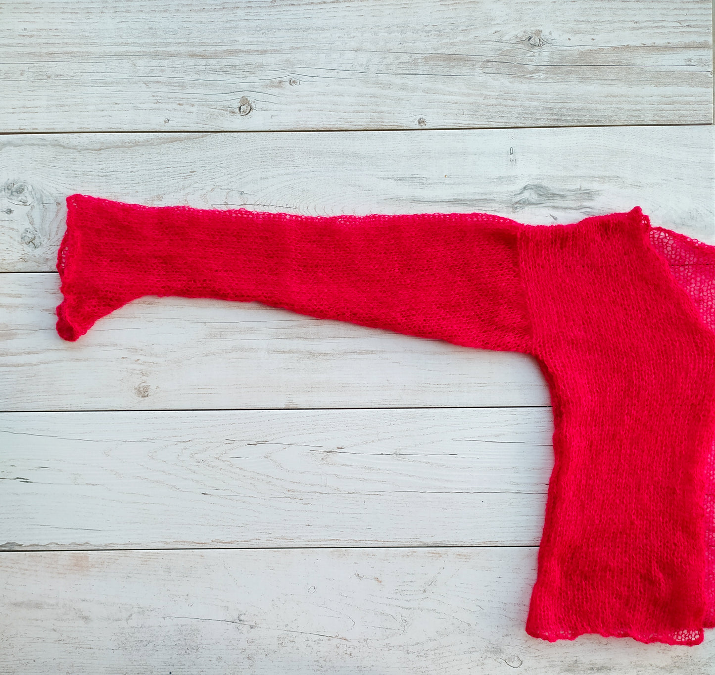 Transparent Lightweight Soft Red NON-ITCHY Mohair Cardigan Hook and eye closure XS-S-M size