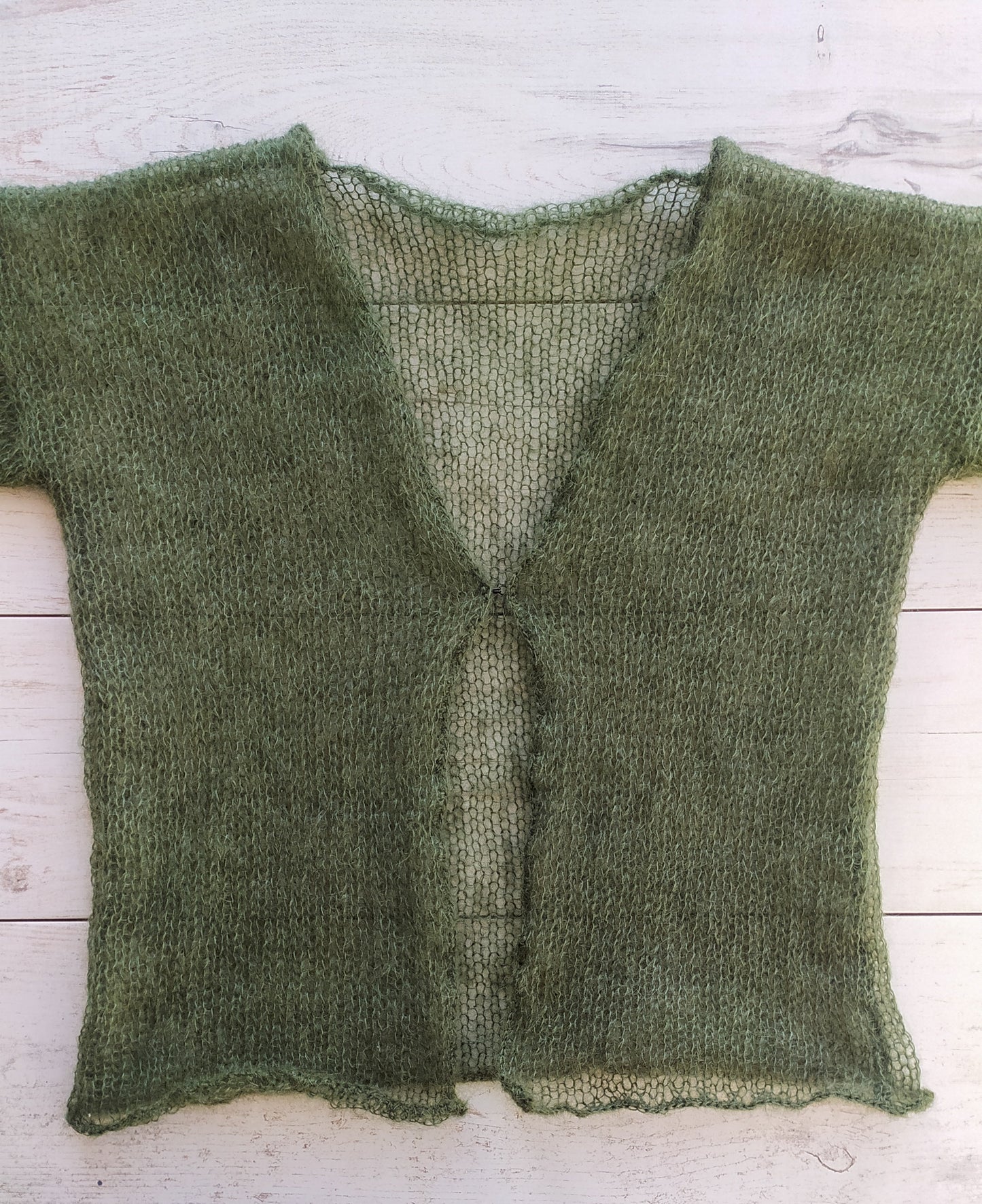 Transparent Lightweight Soft Dark Green NON-ITCHY Mohair&Silk Cardigan