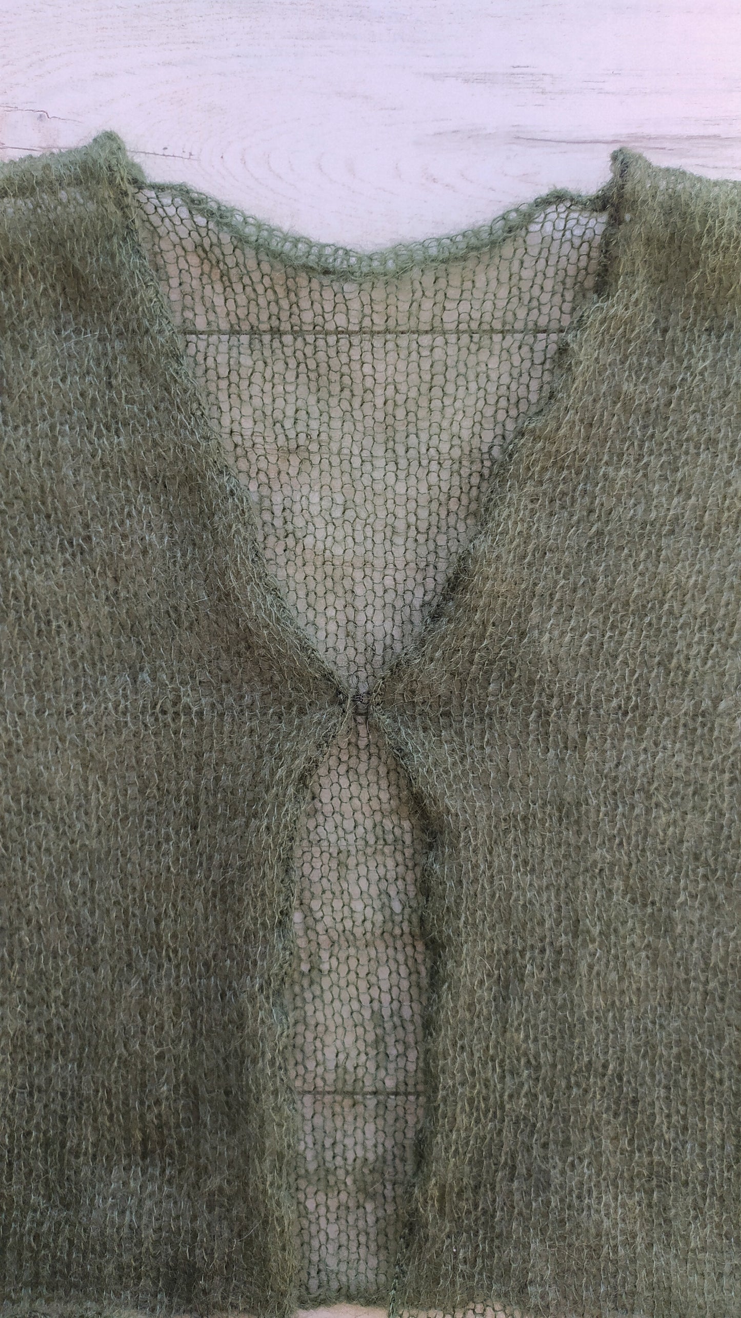 Transparent Lightweight Soft Dark Green NON-ITCHY Mohair&Silk Cardigan