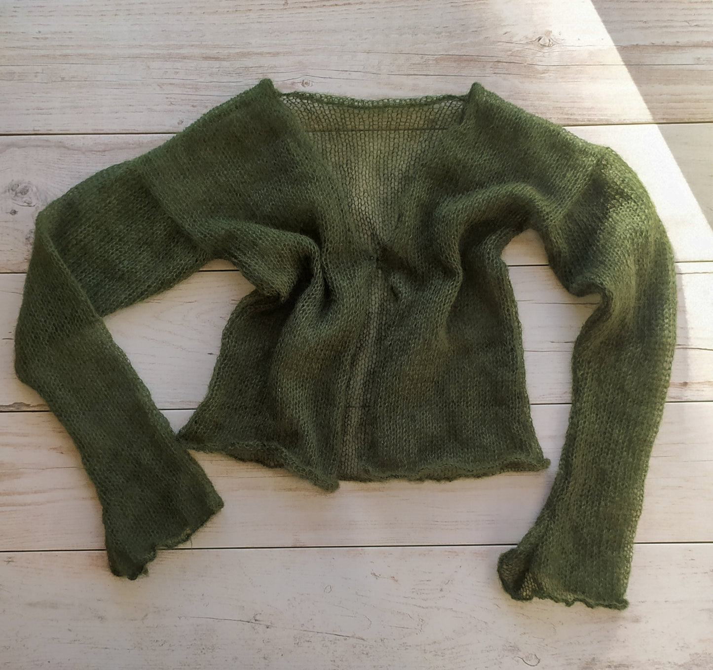 Transparent Lightweight Soft Dark Green NON-ITCHY Mohair&Silk Cardigan