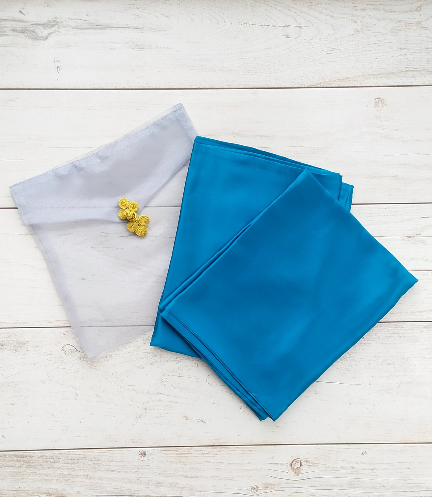 Set of Two 100% Mulberry Silk Pillowcases Peacock Blue Two-sided 19mm