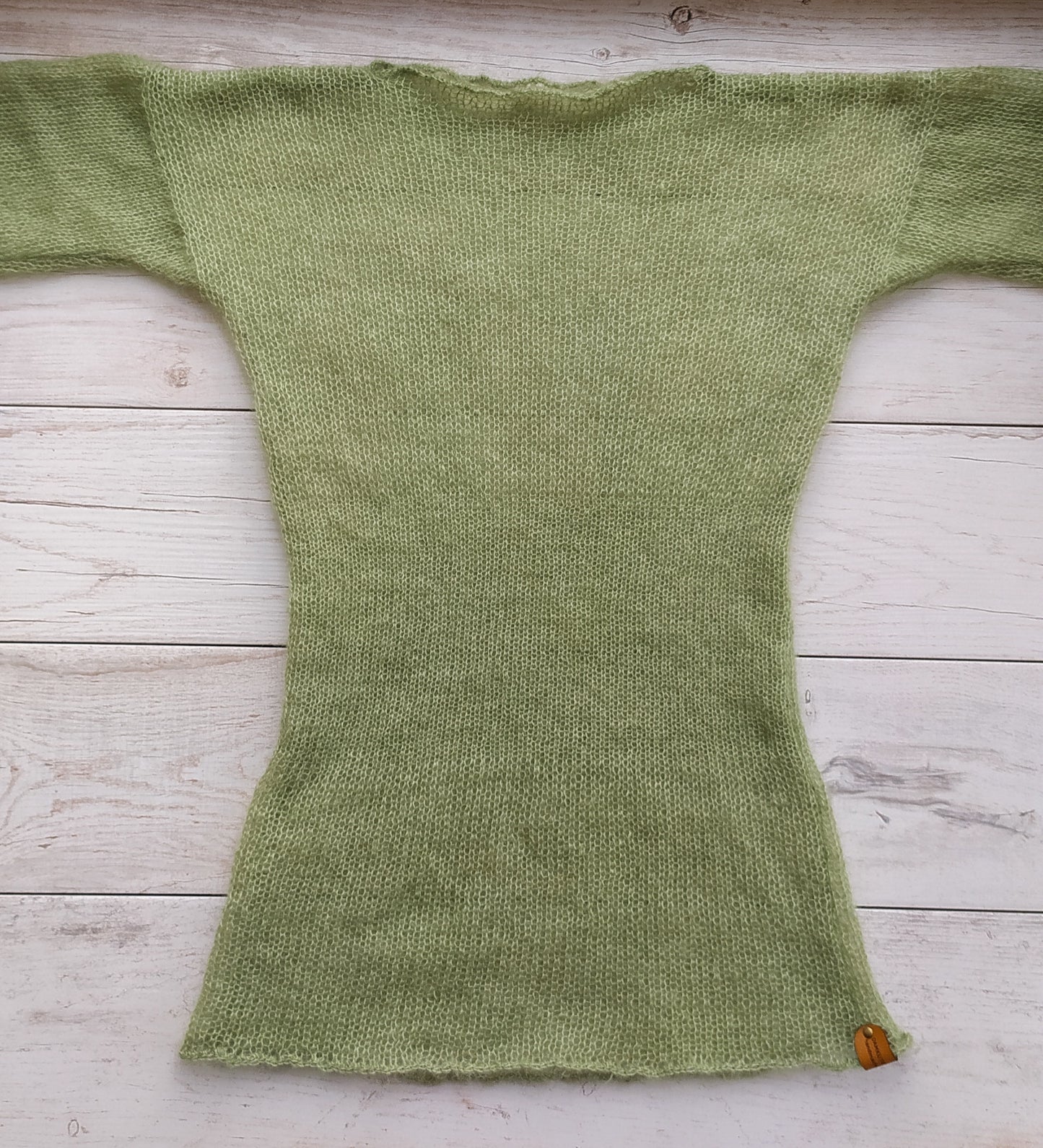 Waisted Mohair&Silk Apple Green Sweater Long Sleeves Lightweight For All Seasons Soft Non-itchy Warm