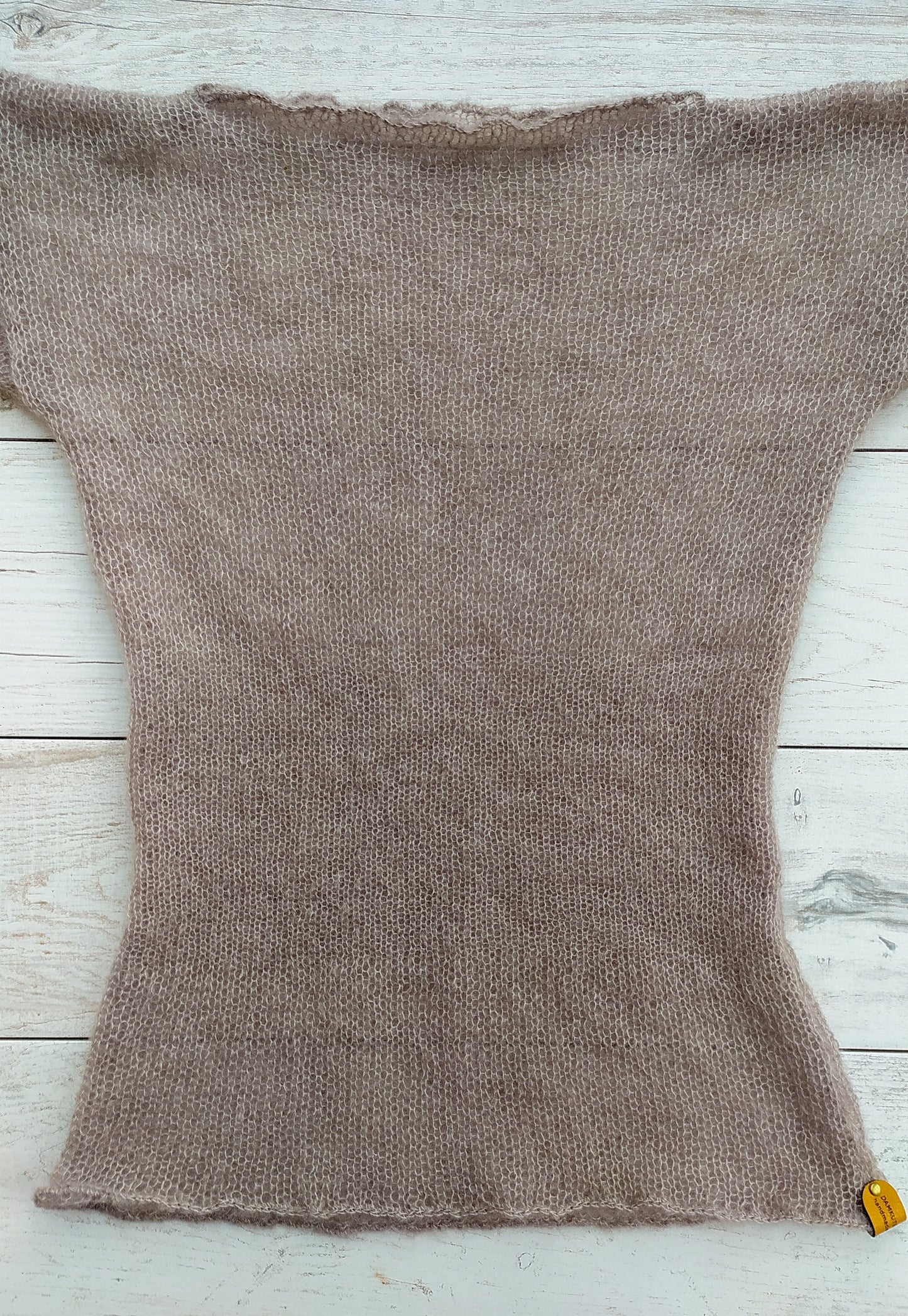 Waisted Mohair&Silk Beige Sweater Lightweight For All Seasons Soft Non-itchy Warm S-M size