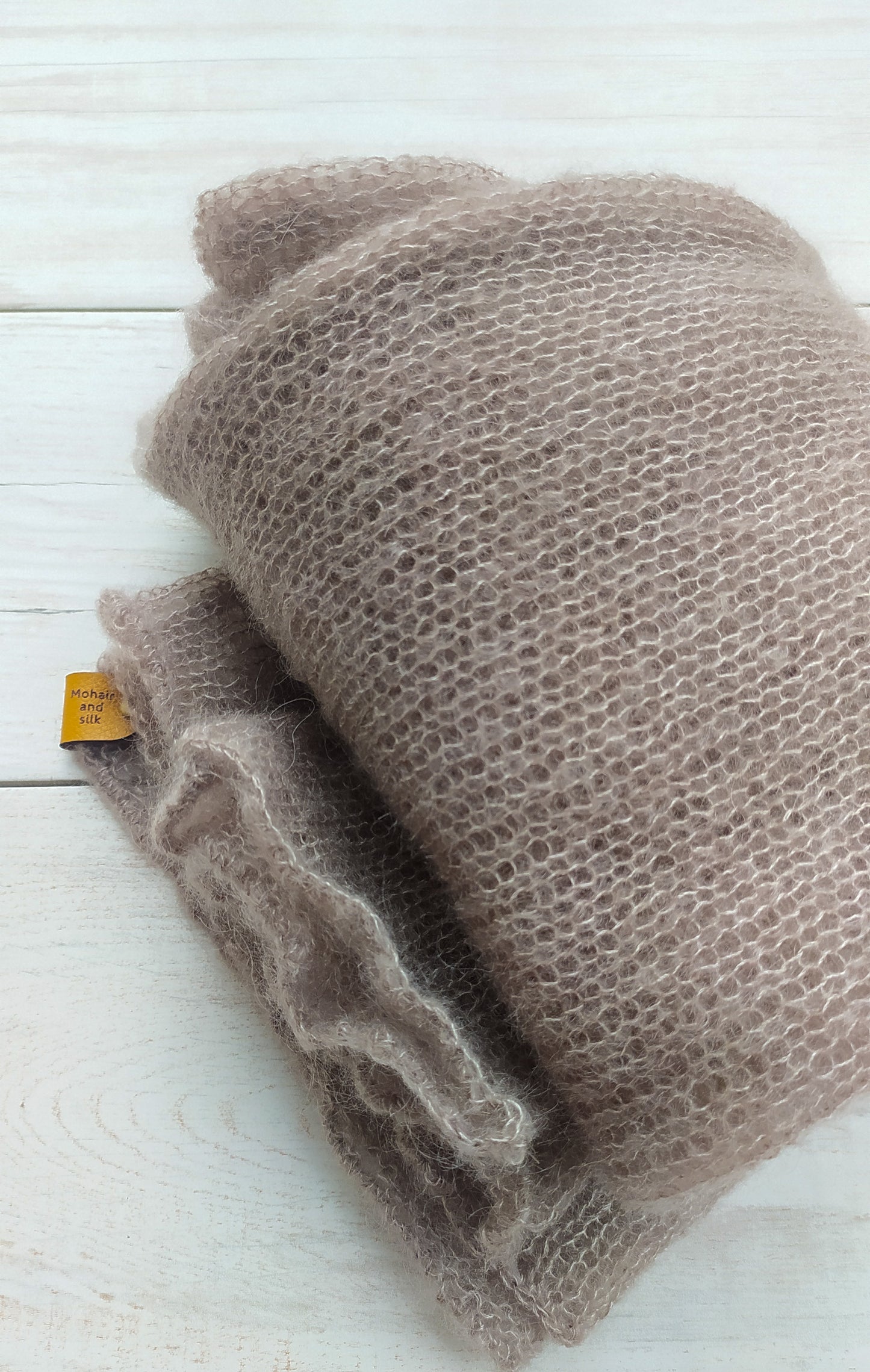 Waisted Mohair&Silk Beige Sweater Lightweight For All Seasons Soft Non-itchy Warm S-M size