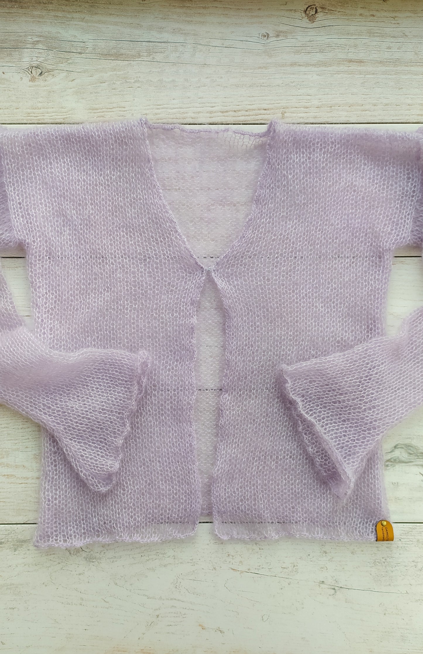 Transparent Lightweight Soft Lavender NON-ITCHY Mohair&Silk Cardigan easy Hook and eye closure S-M size