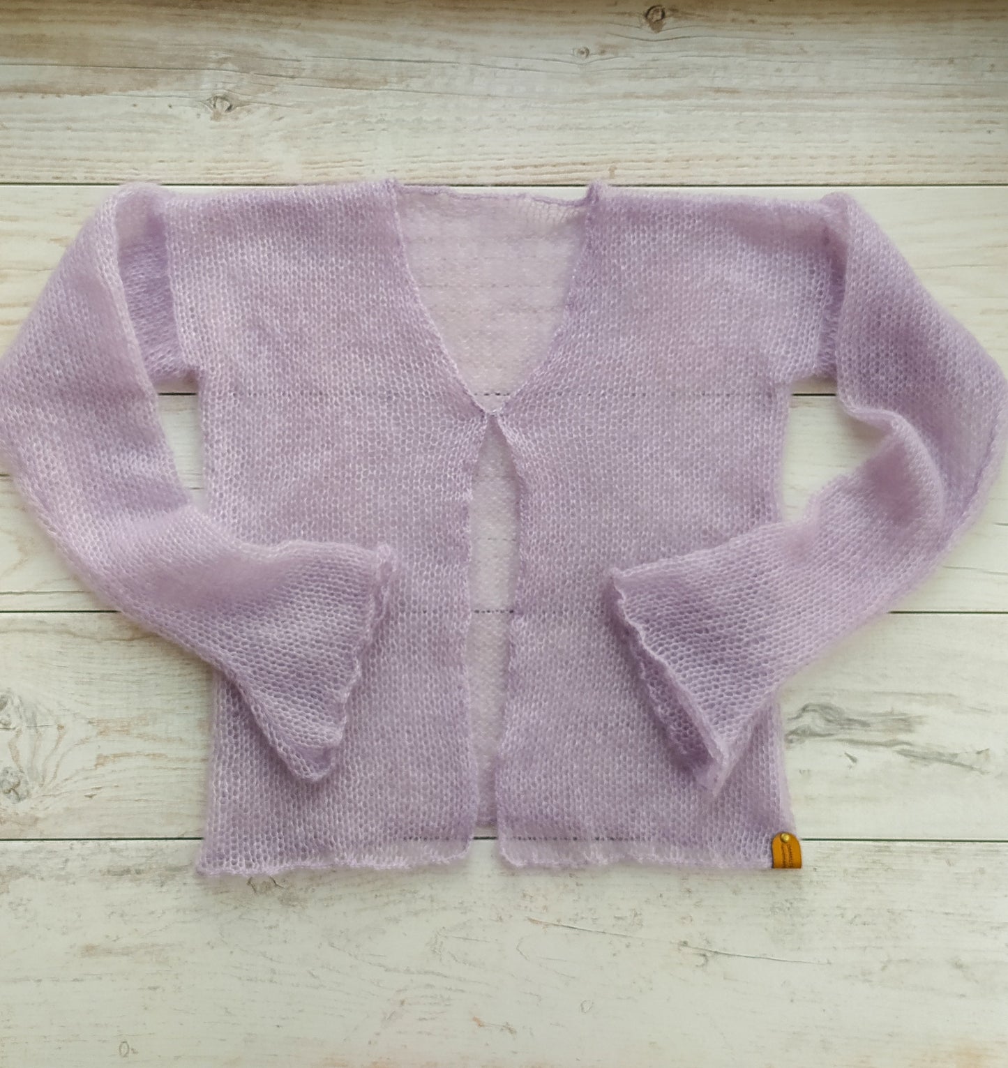 Transparent Lightweight Soft Lavender NON-ITCHY Mohair&Silk Cardigan easy Hook and eye closure S-M size