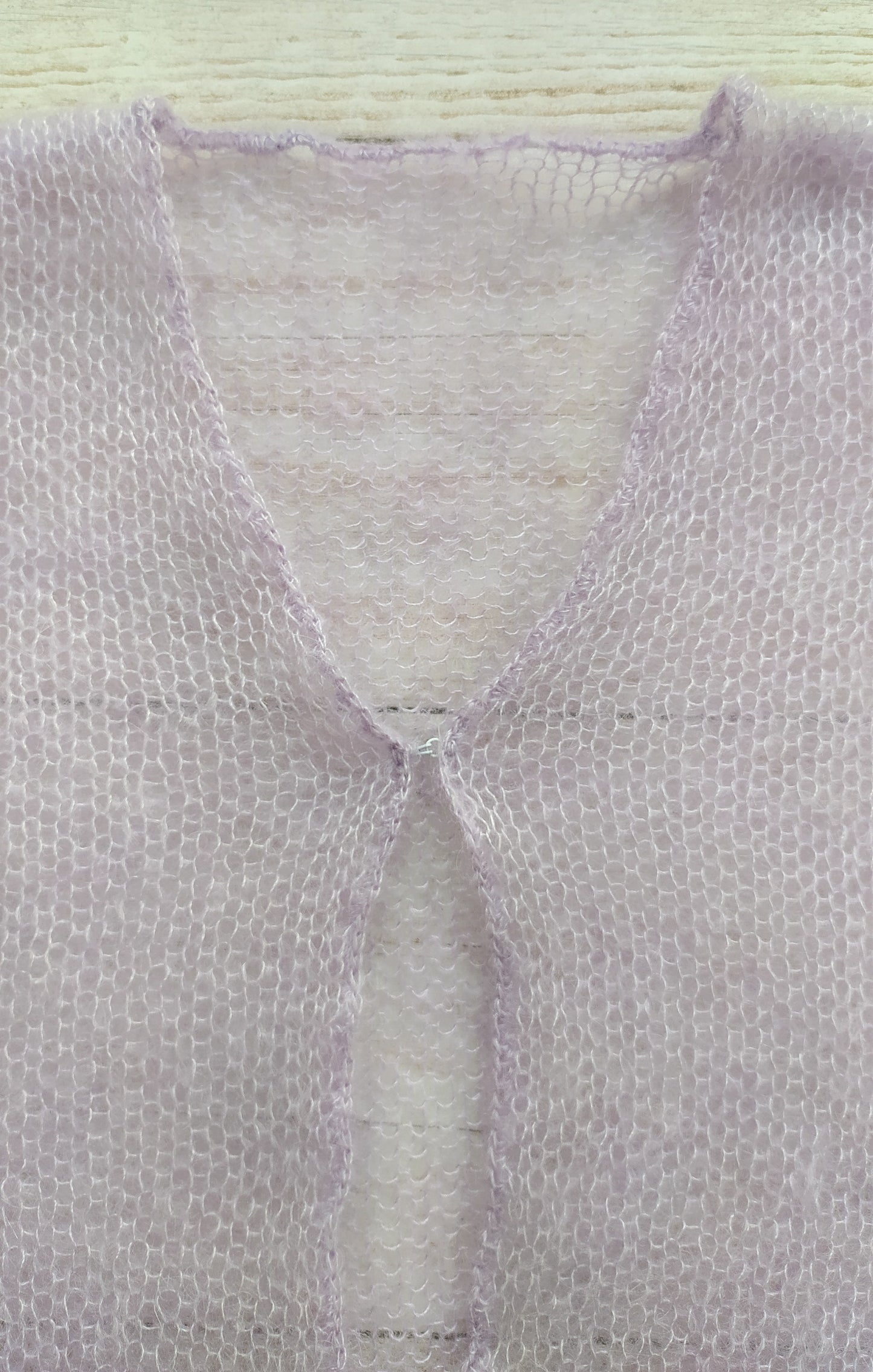 Transparent Lightweight Soft Lavender NON-ITCHY Mohair&Silk Cardigan easy Hook and eye closure S-M size