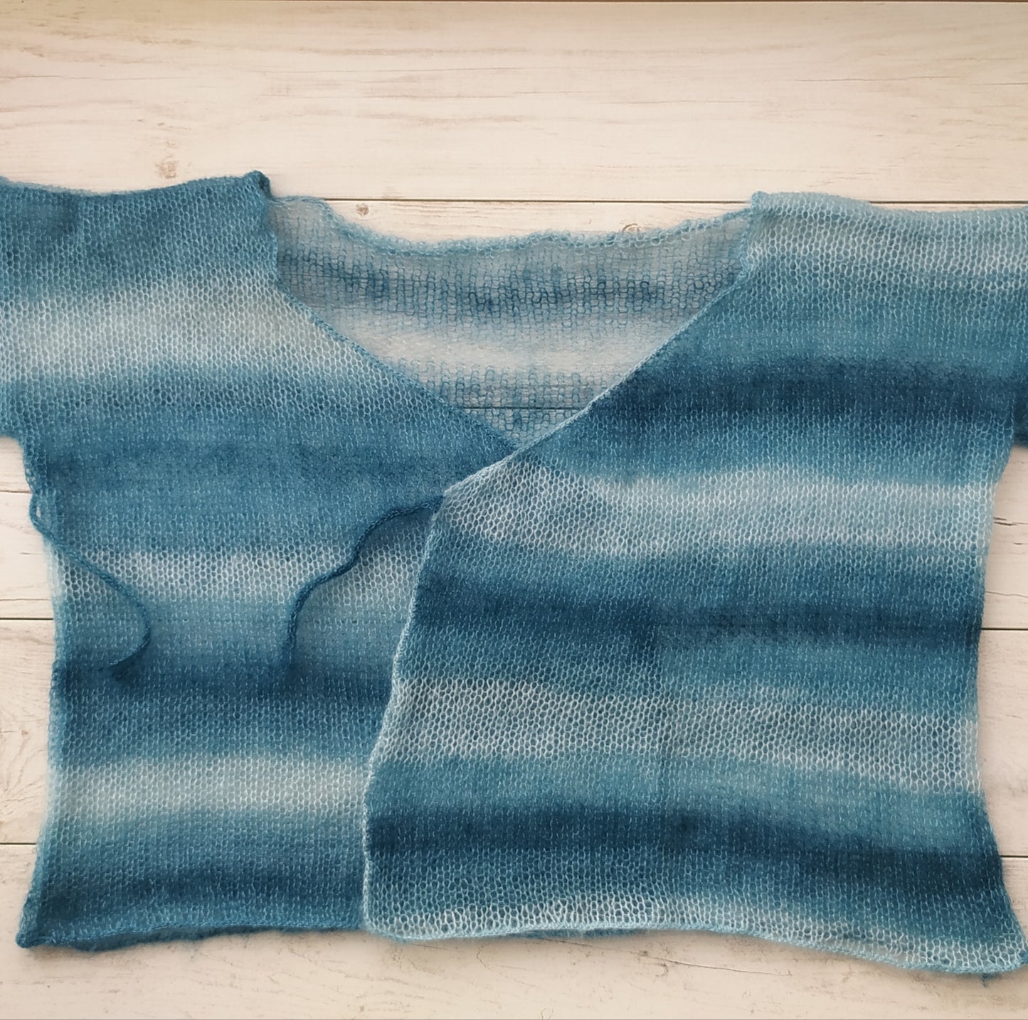 Exceptionally Lightweight And Soft Tie Side Mohair Cardigan Petrol Blue
