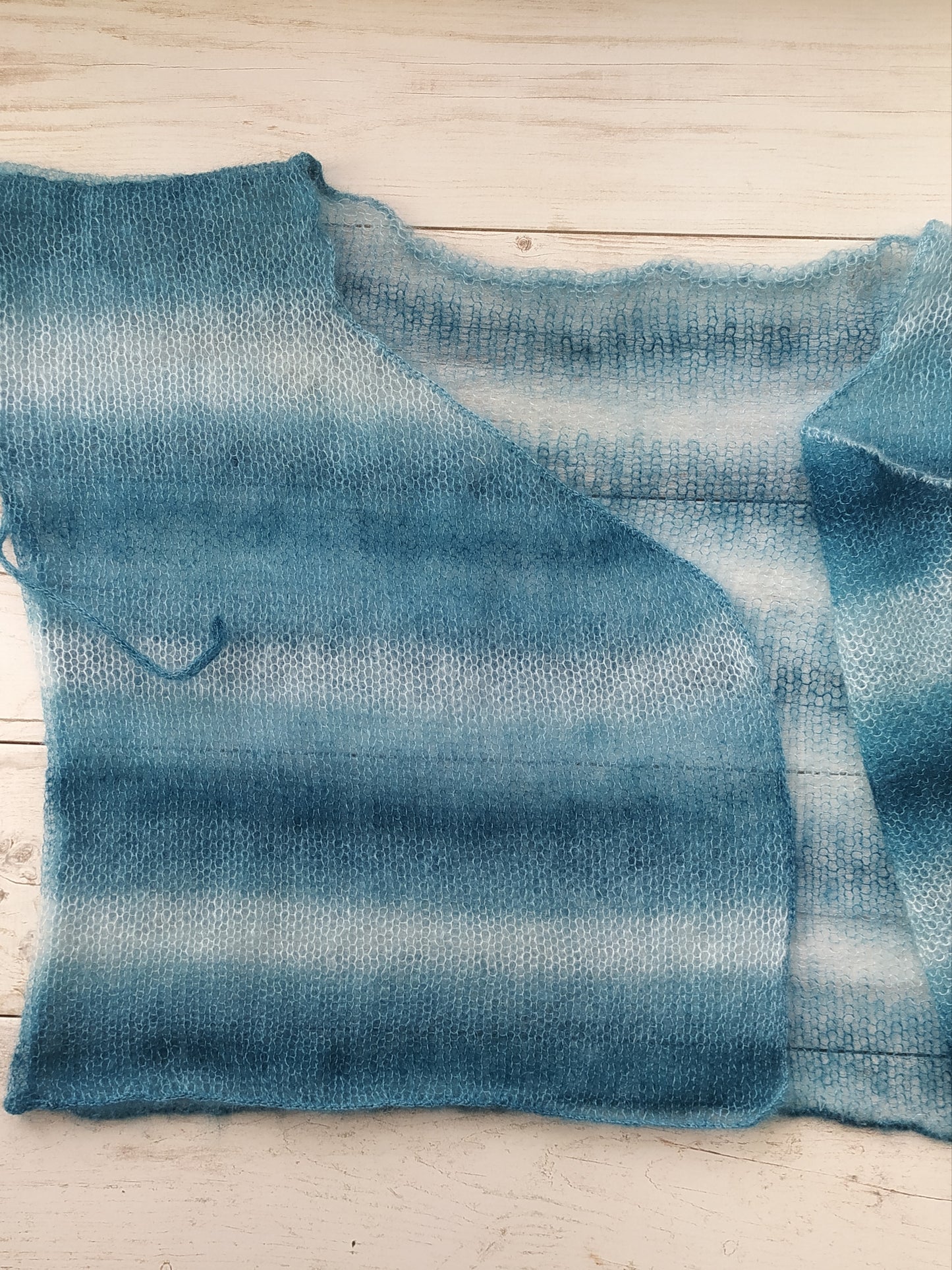 Exceptionally Lightweight And Soft Tie Side Mohair Cardigan Petrol Blue