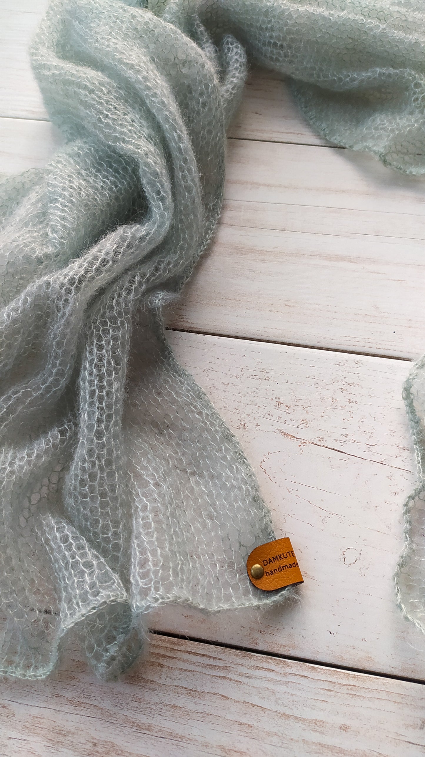 Light Mint Green Mohair&Silk Shawl Light-weight Transparent Summer Elegant Wrap Warm Soft Winter Scarf