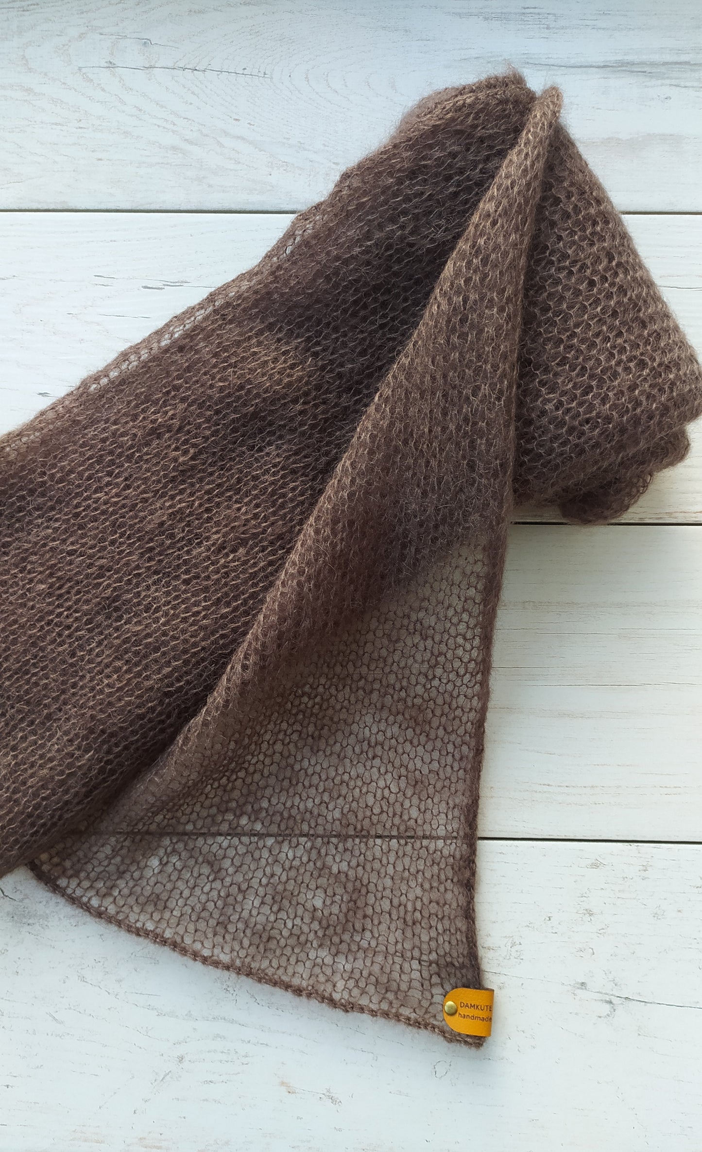 Dark Brown Mohair&Silk Shawl Light-weight Transparent Summer Elegant Wrap Warm Soft Winter Scarf