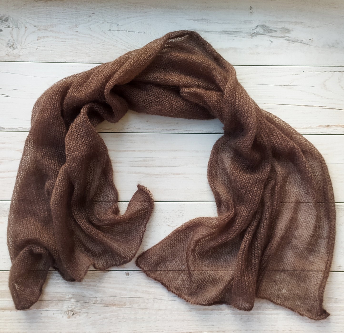 Dark Brown Mohair&Silk Shawl Light-weight Transparent Summer Elegant Wrap Warm Soft Winter Scarf