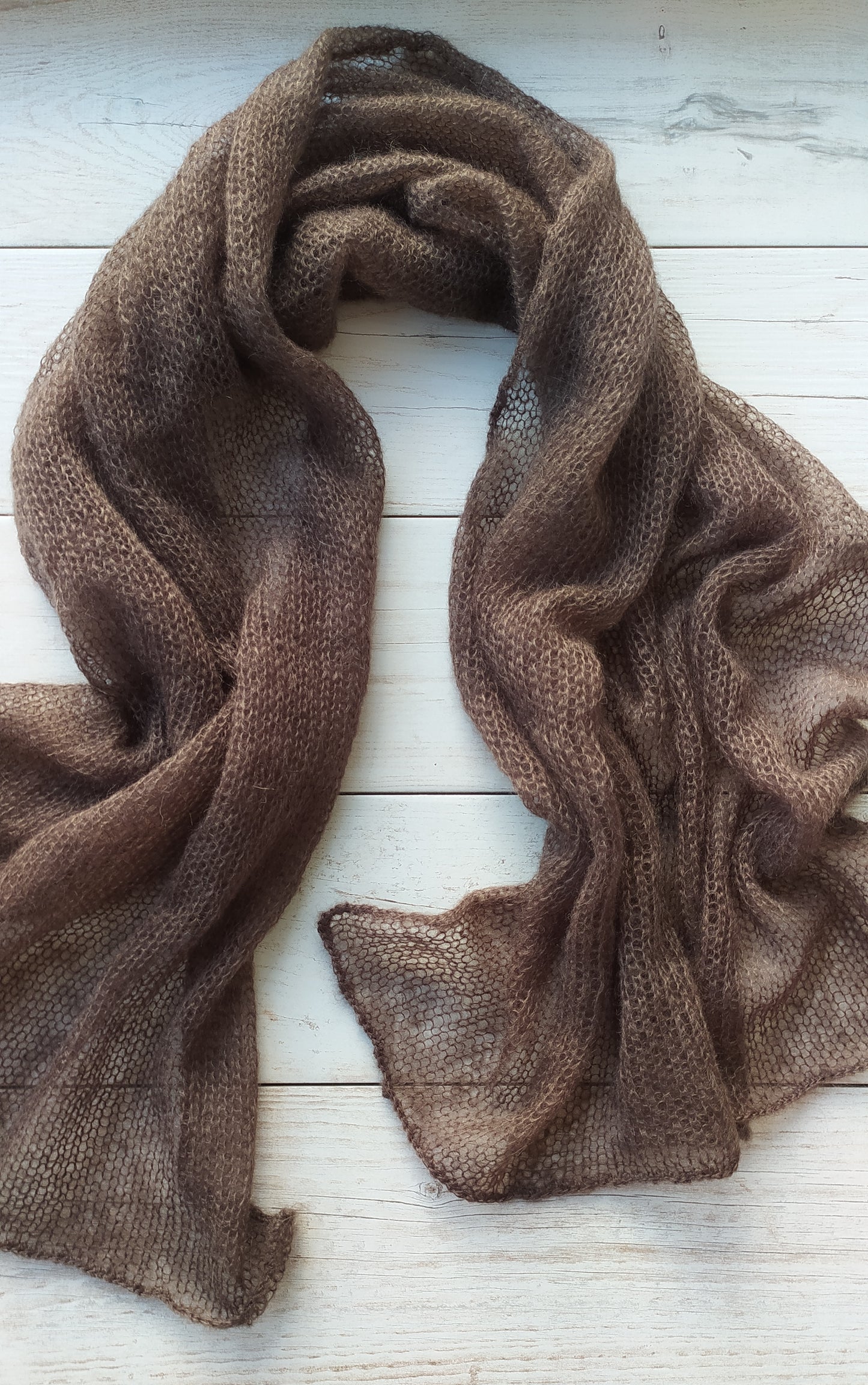 Dark Brown Mohair&Silk Shawl Light-weight Transparent Summer Elegant Wrap Warm Soft Winter Scarf