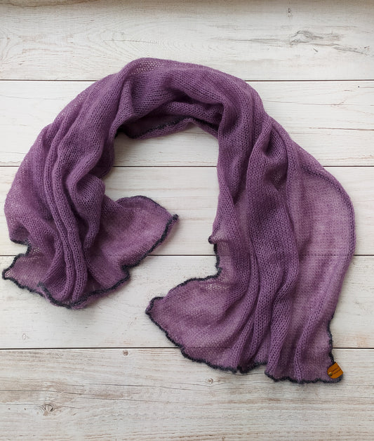 Aubergine color with gray edge Mohair and Silk Shawl Soft Non Itchy Transparent Lightweight Gift idea Ready to ship All seasons