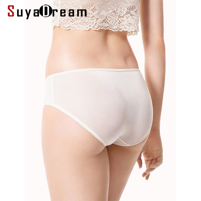 3pcs/lot Women Panties 100% Natural silk Briefs Mid-rise Underwear